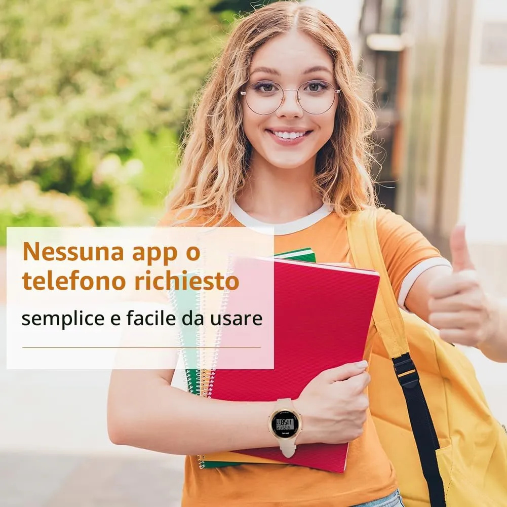 AOOSU Orologio Digitale da Donna con Sveglia, Cinturino in Silicone e Quadrante Luminoso (Rosa Albicocca) - immagine 7