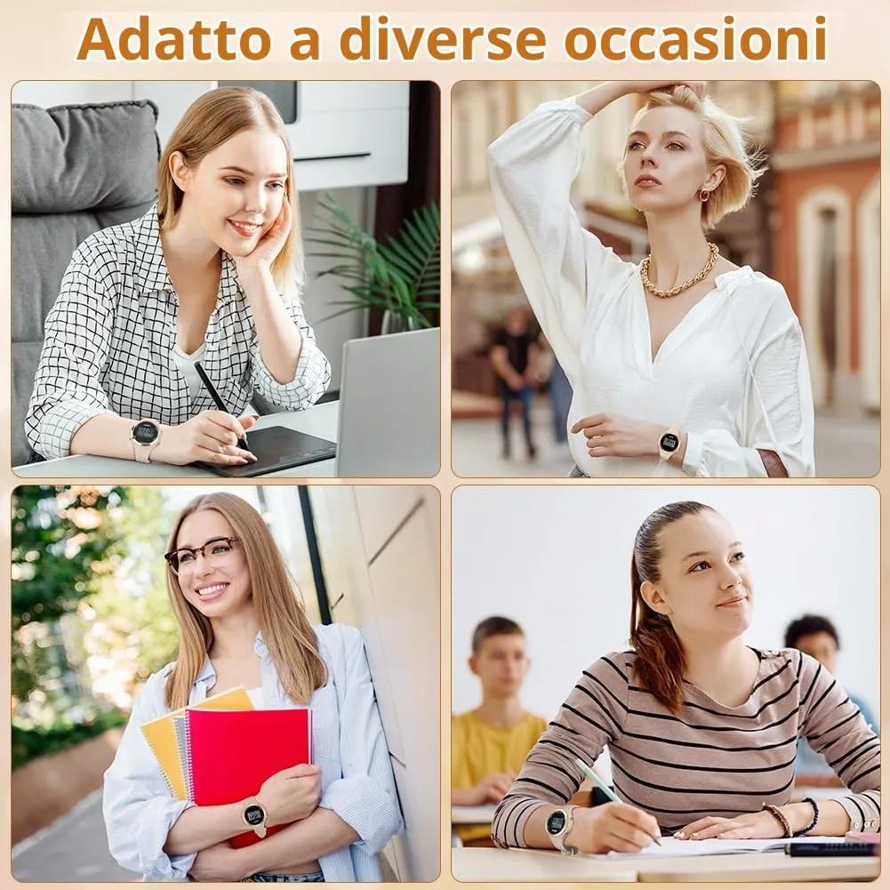 AOOSU Orologio Digitale da Donna con Sveglia, Cinturino in Silicone e Quadrante Luminoso (Rosa Albicocca) - immagine 8