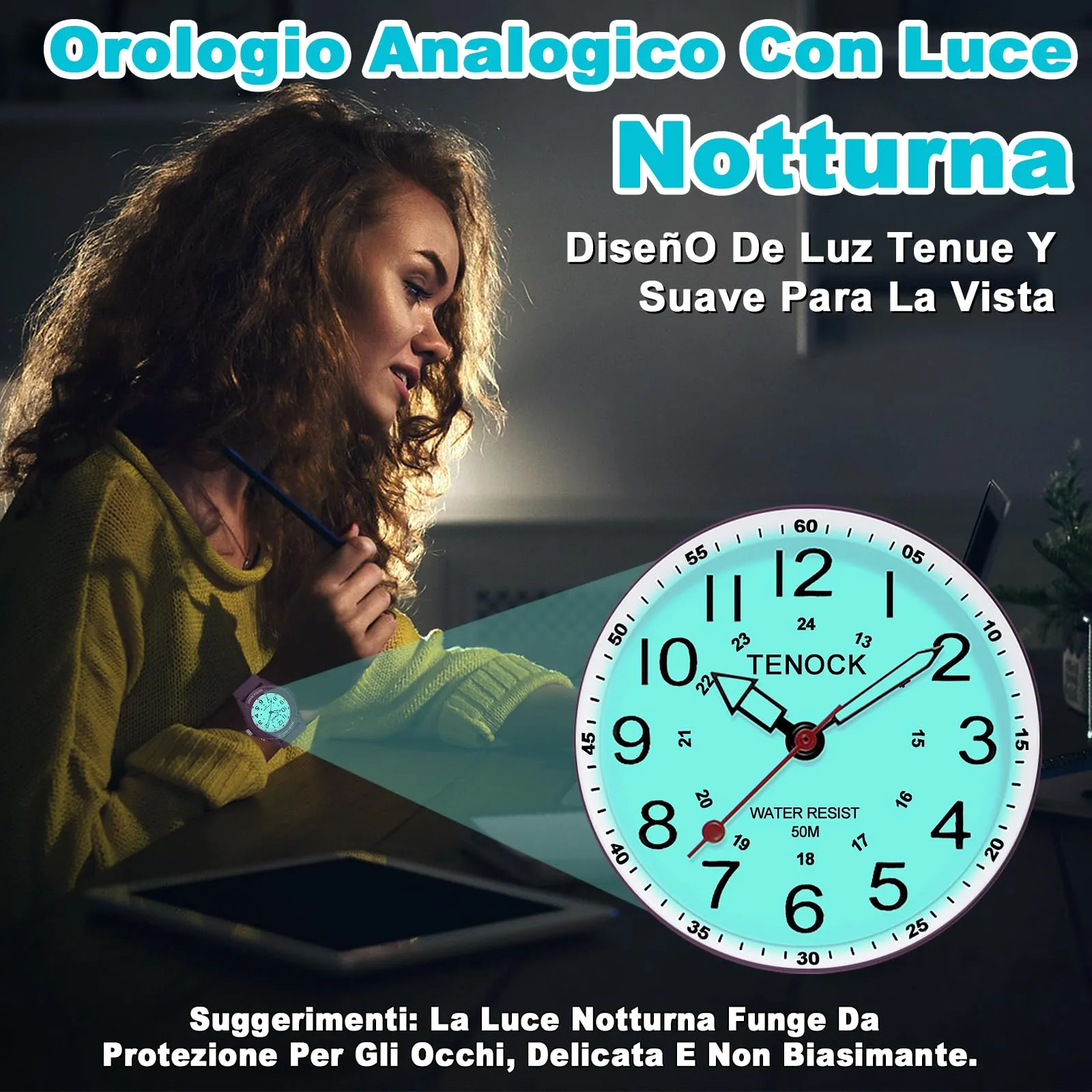 TENOCK Orologio da Polso Sportivo da Donna Analogico al Quarzo, Impermeabile 50M con Luce Notturna - immagine 3