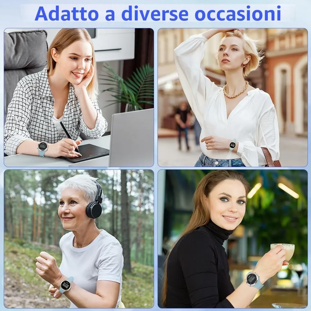 AOOSU Orologio Digitale da Donna, Cinturino in Silicone, Quadrante Luminoso, Azzurro Cielo - immagine 8