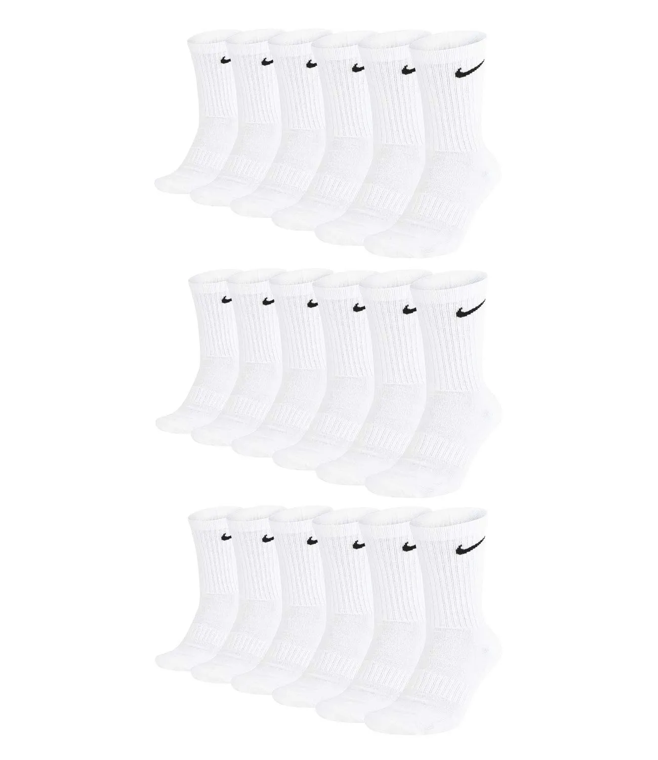 Nike Everyday Cush Crew Socks, 3 Pairs, White, Black, Grey, 42-46 - immagine 1