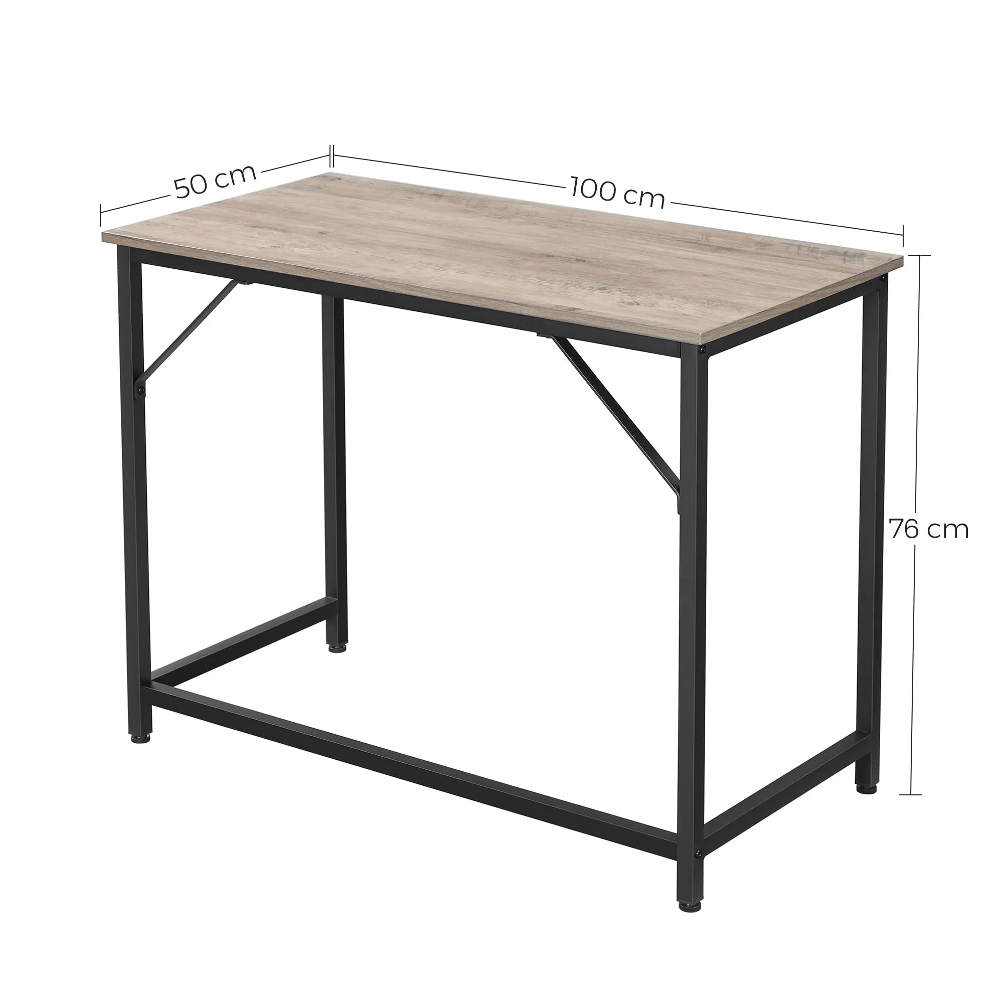 VASAGLE Scrivania per Computer Industriale, 50 x 100 x 76 cm, Greige Melange e Nero Inchiostro, LWD041B02 - immagine 3