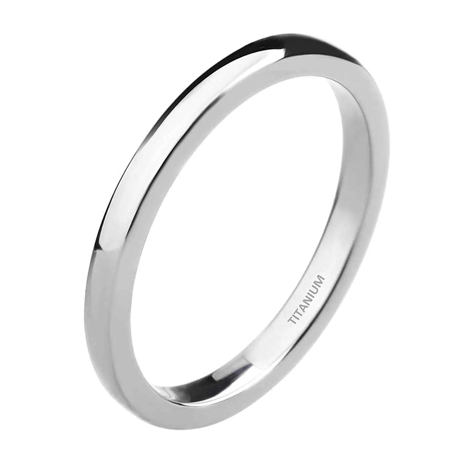 Zakk Anello in titanio lucido per donna e uomo, fascia impilabile 2mm, Argento, misura 49 (15.6) - immagine 1