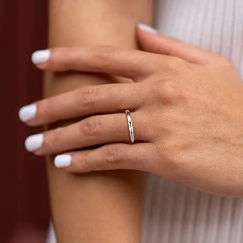 Zakk Anello in titanio lucido per donna e uomo, fascia impilabile 2mm Argento, misura 58 (18.5) - immagine 4