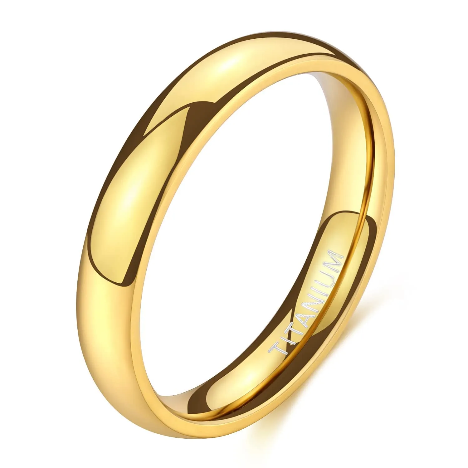 Zakk Anello in titanio lucido per uomo e donna, fascia impilabile 4mm, Oro, 54 (17.2) - immagine 1