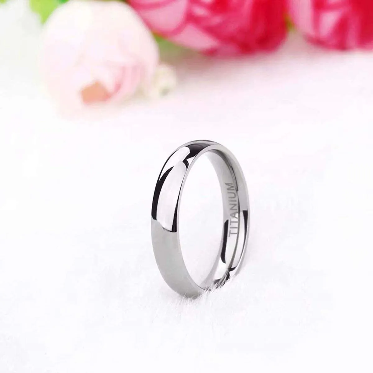 Zakk Anello in titanio lucido per donna e uomo, fascia impilabile, Argento 4mm, 58 (18.5) - immagine 2