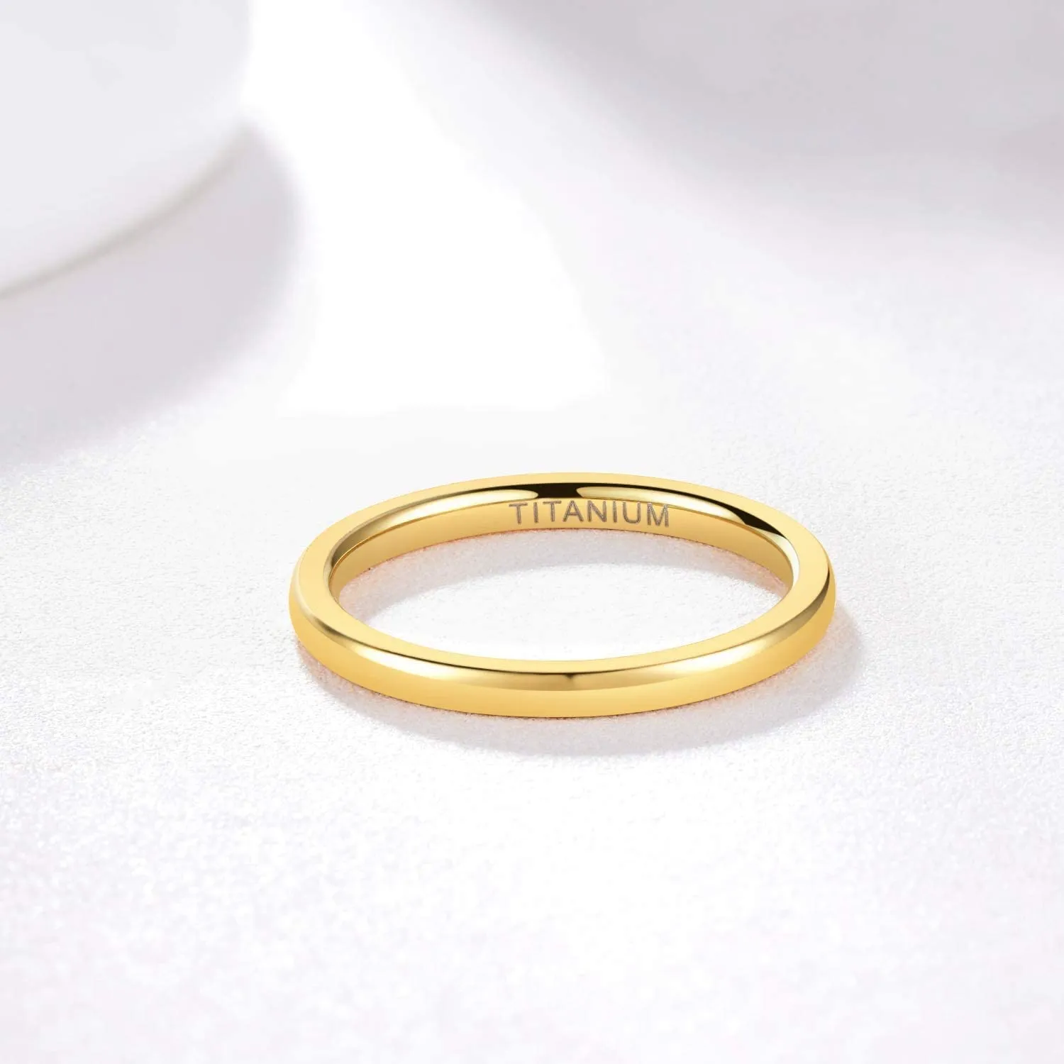 Zakk Anello in Titanio Lucido Unisex, Fascia 2mm, Oro, Misura 63 (20.1) - immagine 2