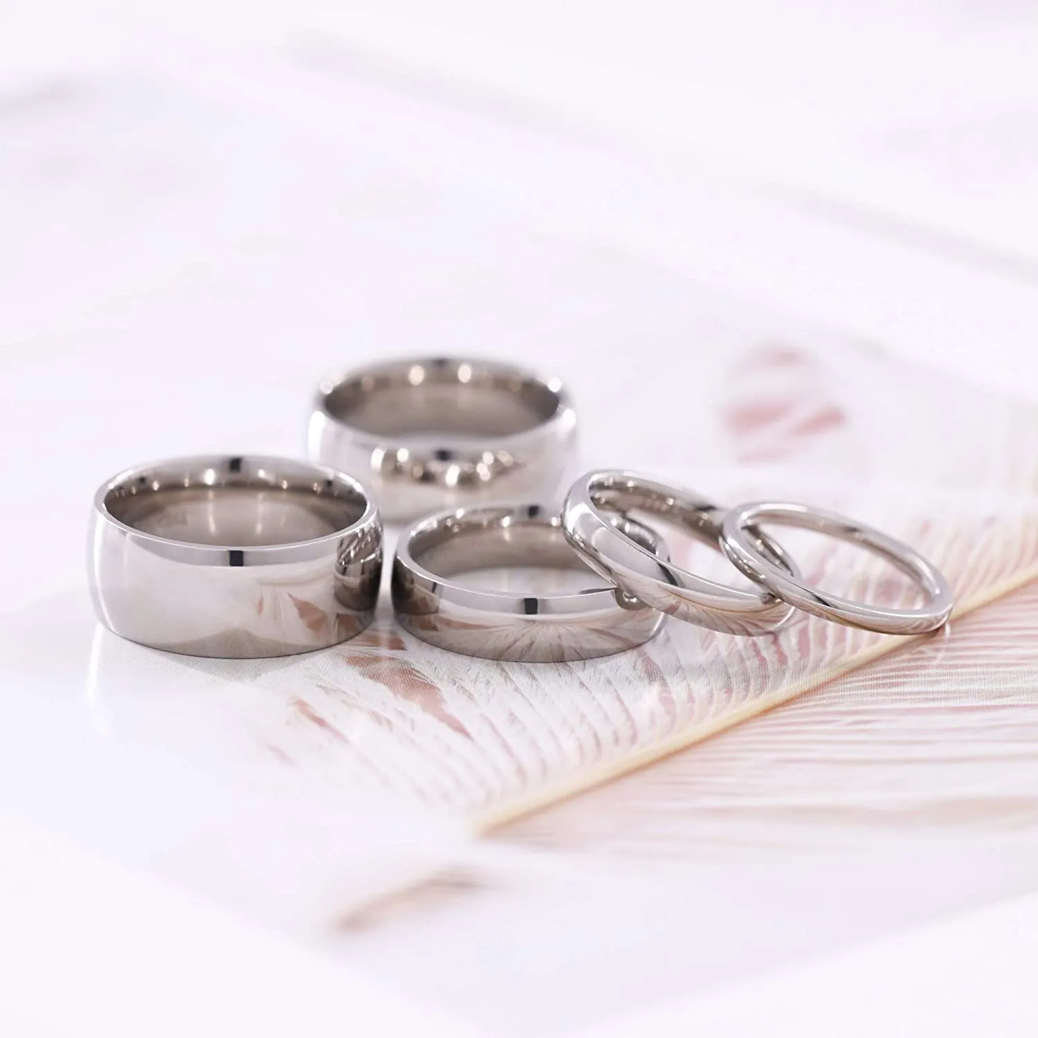 Zakk Anello in titanio lucido per uomo e donna, fascia sottile 6mm, Argento - immagine 3