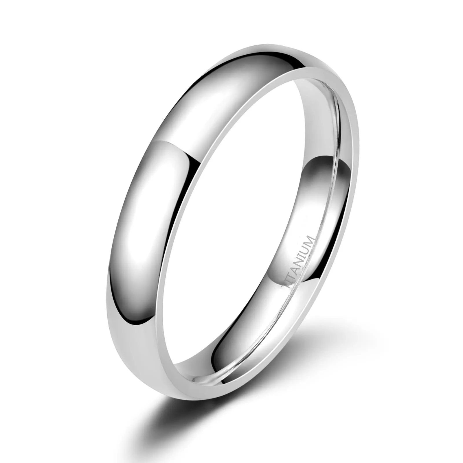 Zakk Anello in titanio lucido per donna e uomo, fascia impilabile 4mm, Argento - immagine 1