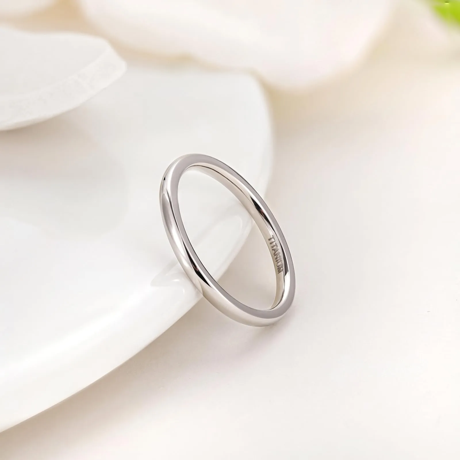 Zakk Anello in titanio lucido per donna e uomo, fascia impilabile 2mm, Argento, Misura 63 (20.1) - immagine 2