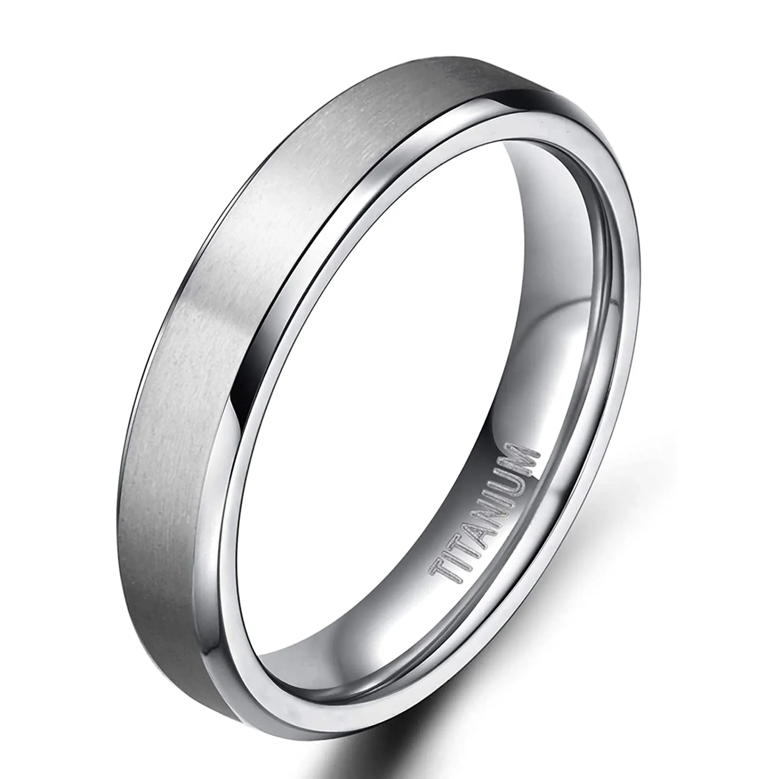 Zakk Anello in titanio argento spazzolato opaco, 4mm, 60 (19.1) - immagine 1