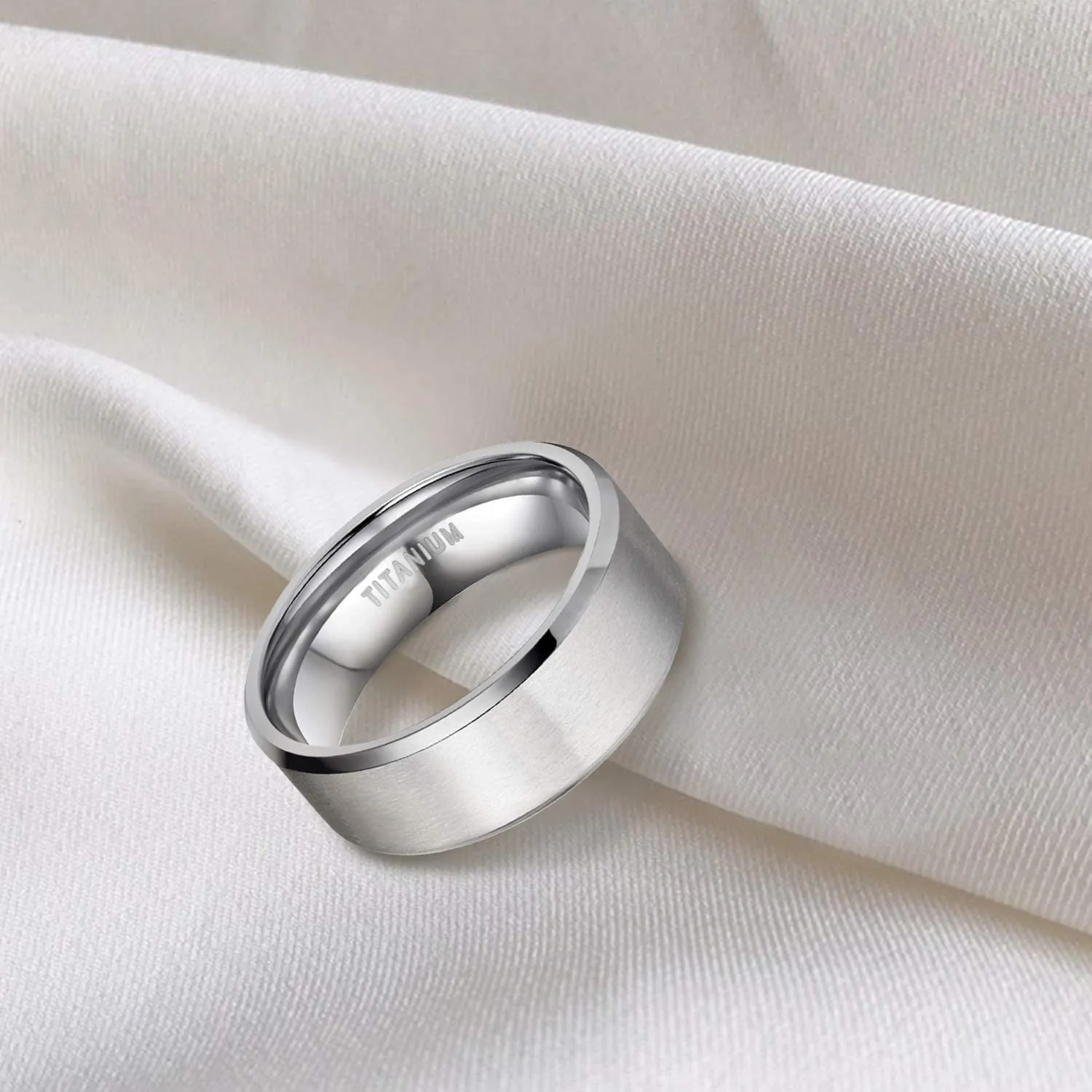 Zakk Anello in Titanio Argento Spazzolato Opaco 10mm (57) - immagine 2