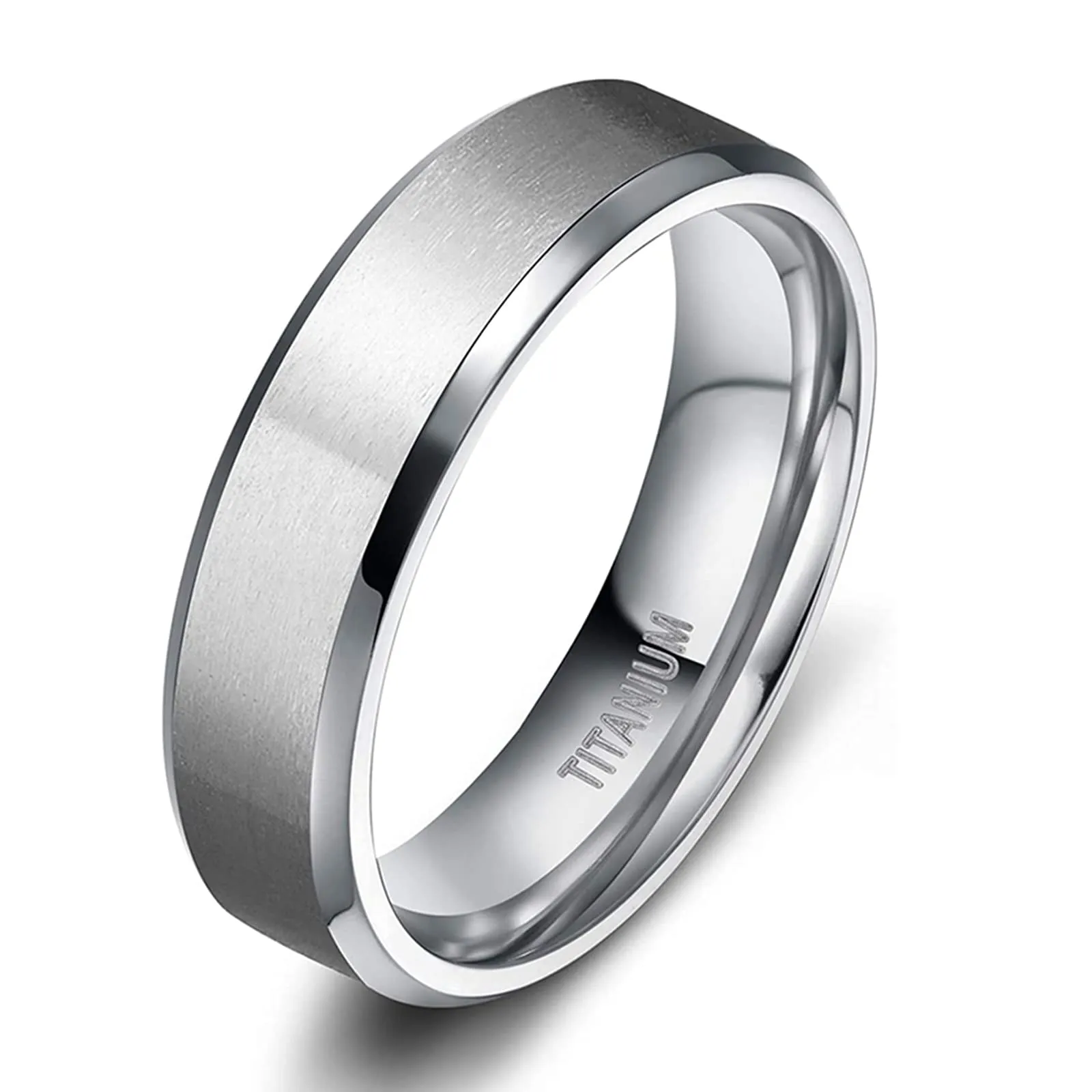 Zakk Anello in titanio argento spazzolato opaco 6mm, 66 (21.0) - immagine 1