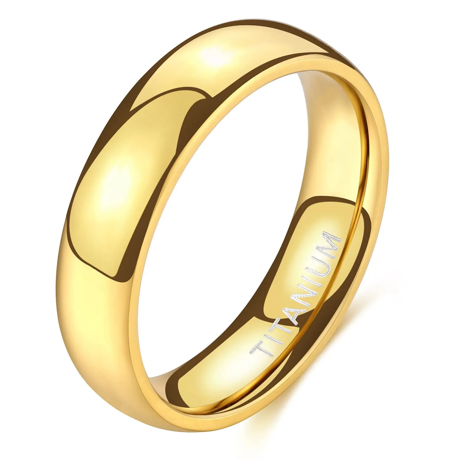 Zakk Anello in Titanio Lucido Unisex Fascia 6mm Oro, Misura 62 (19.7) - immagine 1
