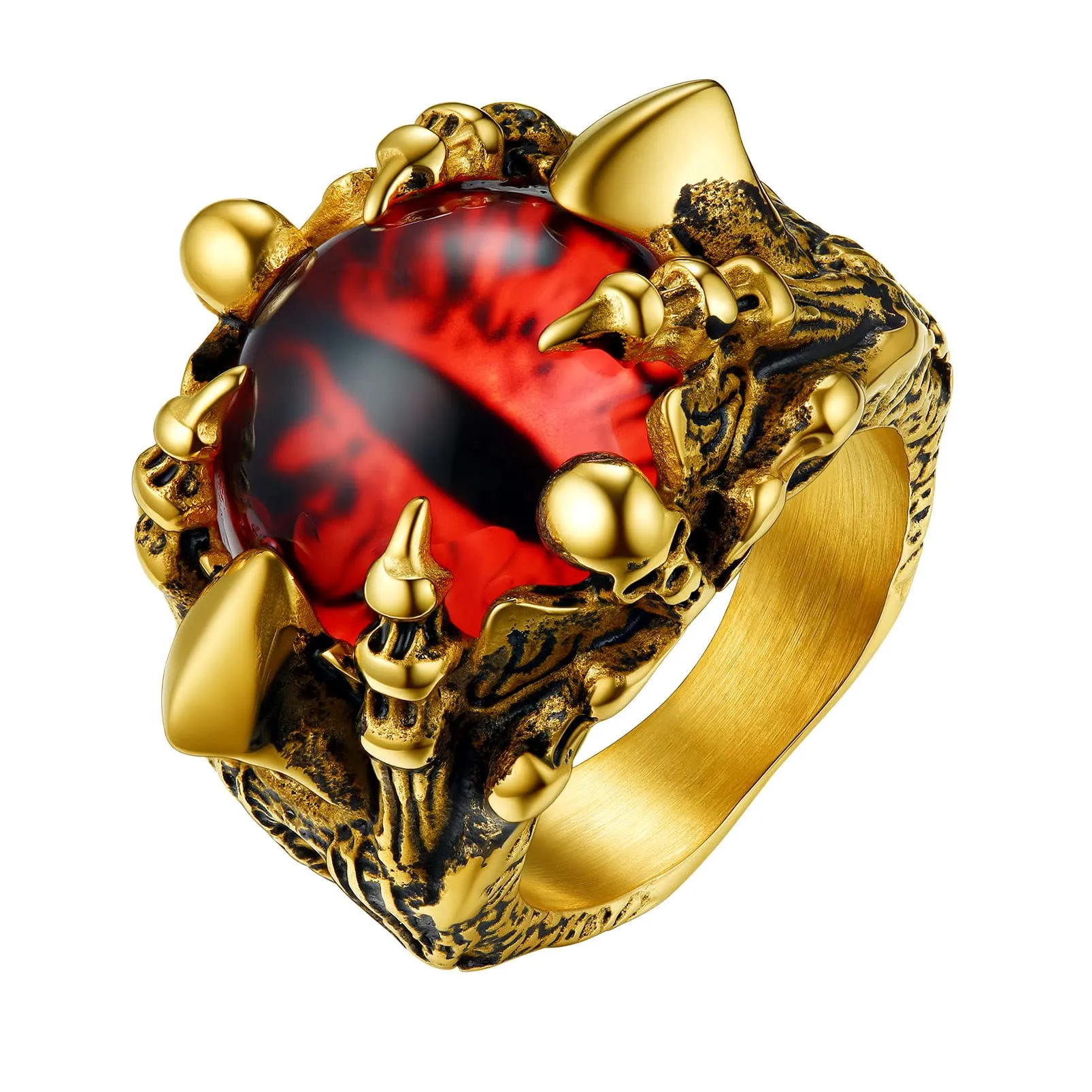 PROSTEEL Anello Uomo Acciaio Inossidabile Oro Artiglio della Morte Gotico Punk Hip Hop Misura 14 - immagine 1