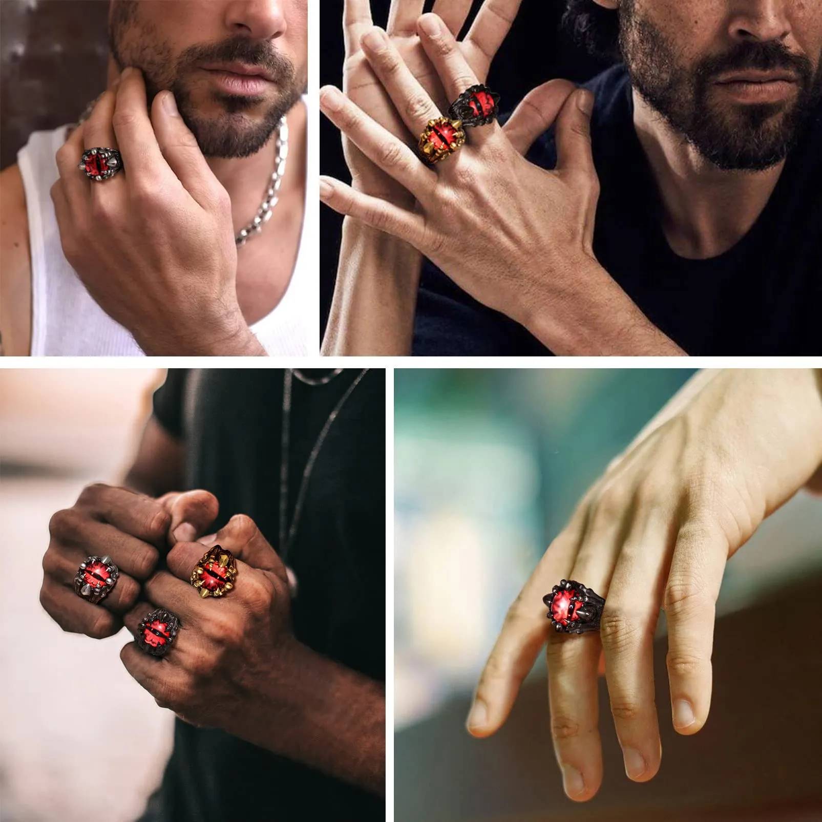 PROSTEEL Anello da Uomo in Acciaio Inossidabile Argento Misura 14 Artiglio della Morte Gotico Punk Hip Hop - immagine 2