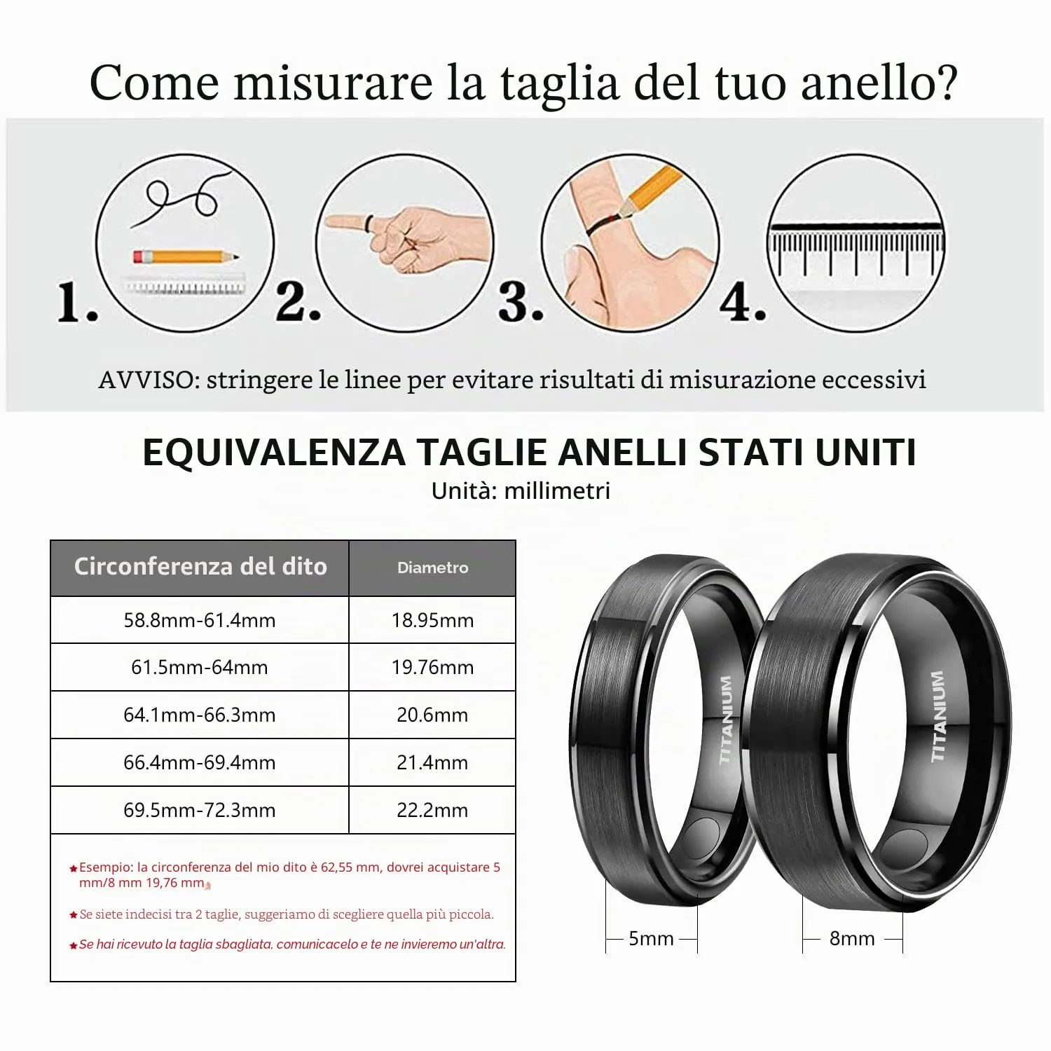 JEROOT Anello Magnetico in Titanio Nero, 8mm, Misura 22 - immagine 2