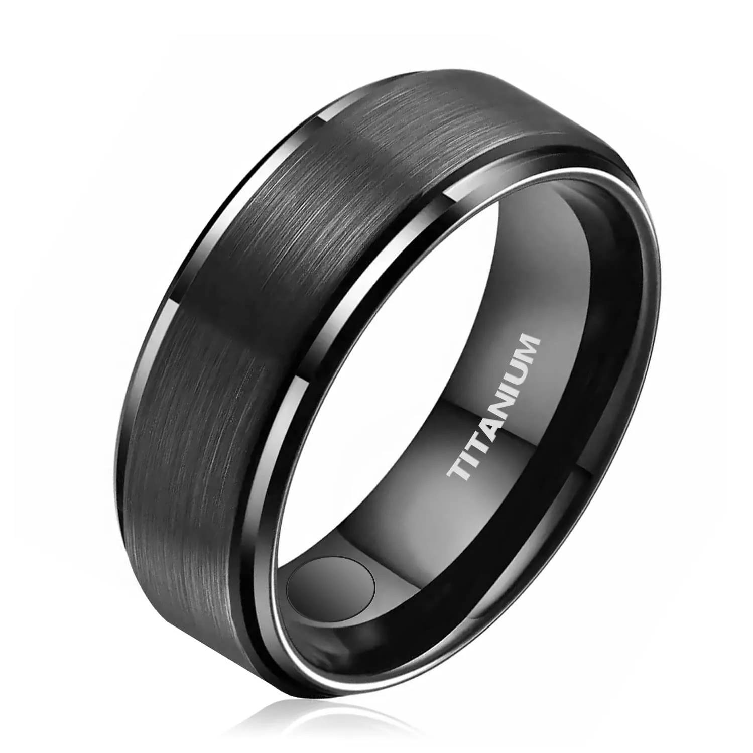 JEROOT Anello Magnetico in Titanio Nero, 8mm, Misura 27 - immagine 1