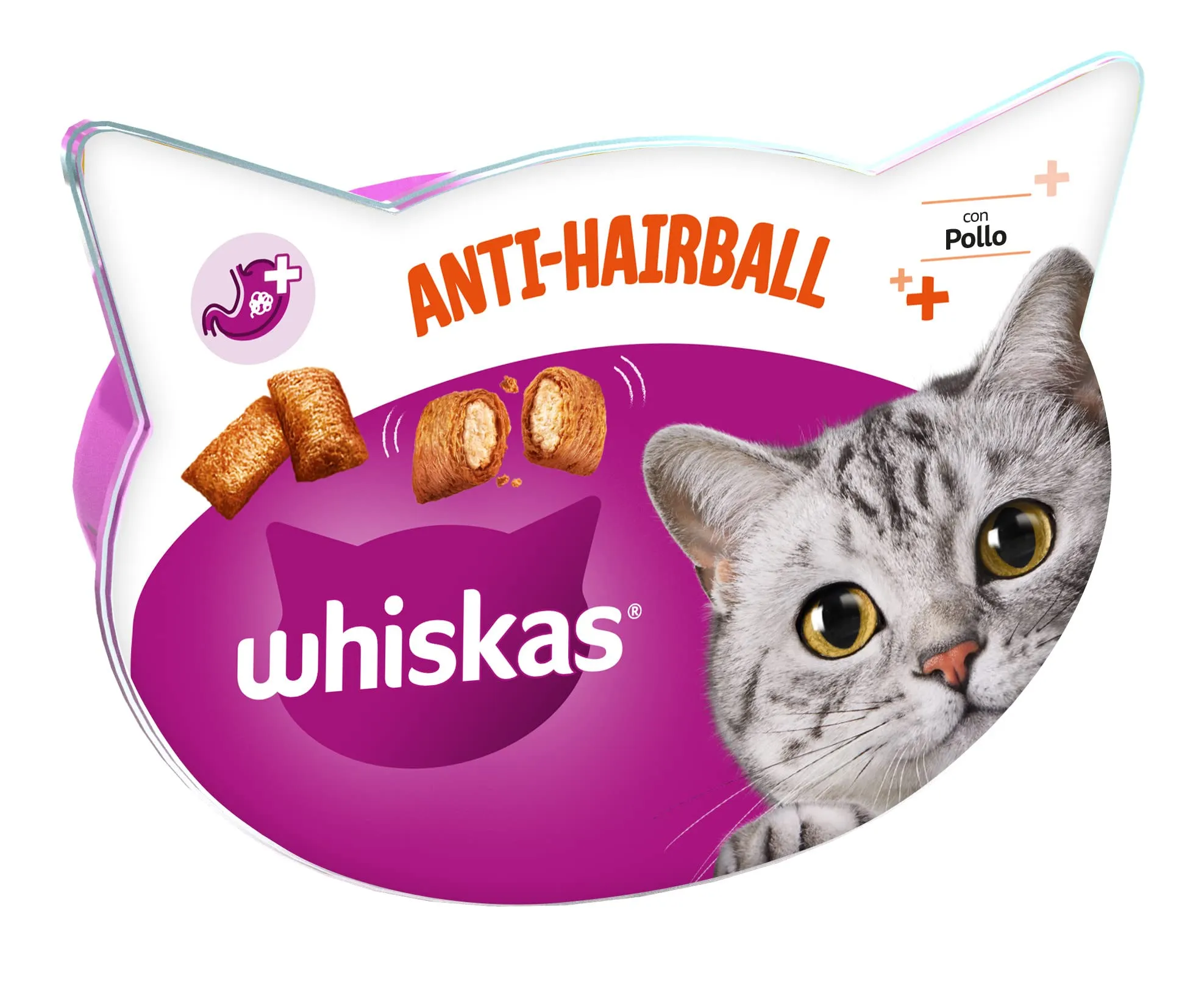 Whiskas Snack per Gatti Anti-Hairball con Pollo, 60 g - 8 Vaschette - immagine 1