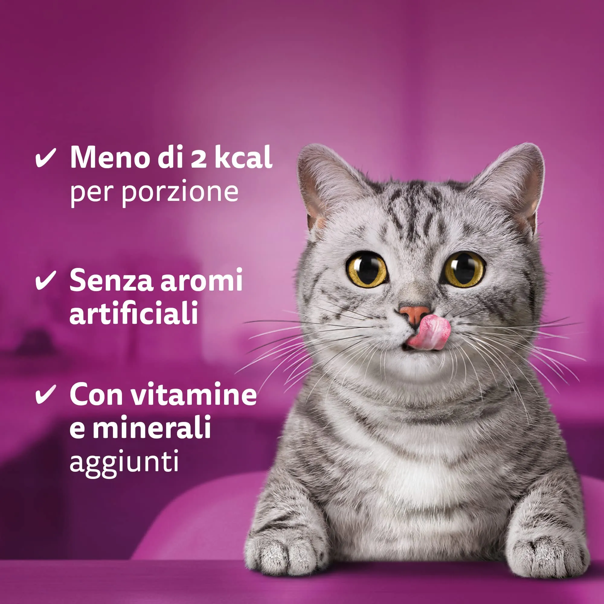 Whiskas Snack per Gatti Anti-Hairball con Pollo, 60 g - 8 Vaschette - immagine 2