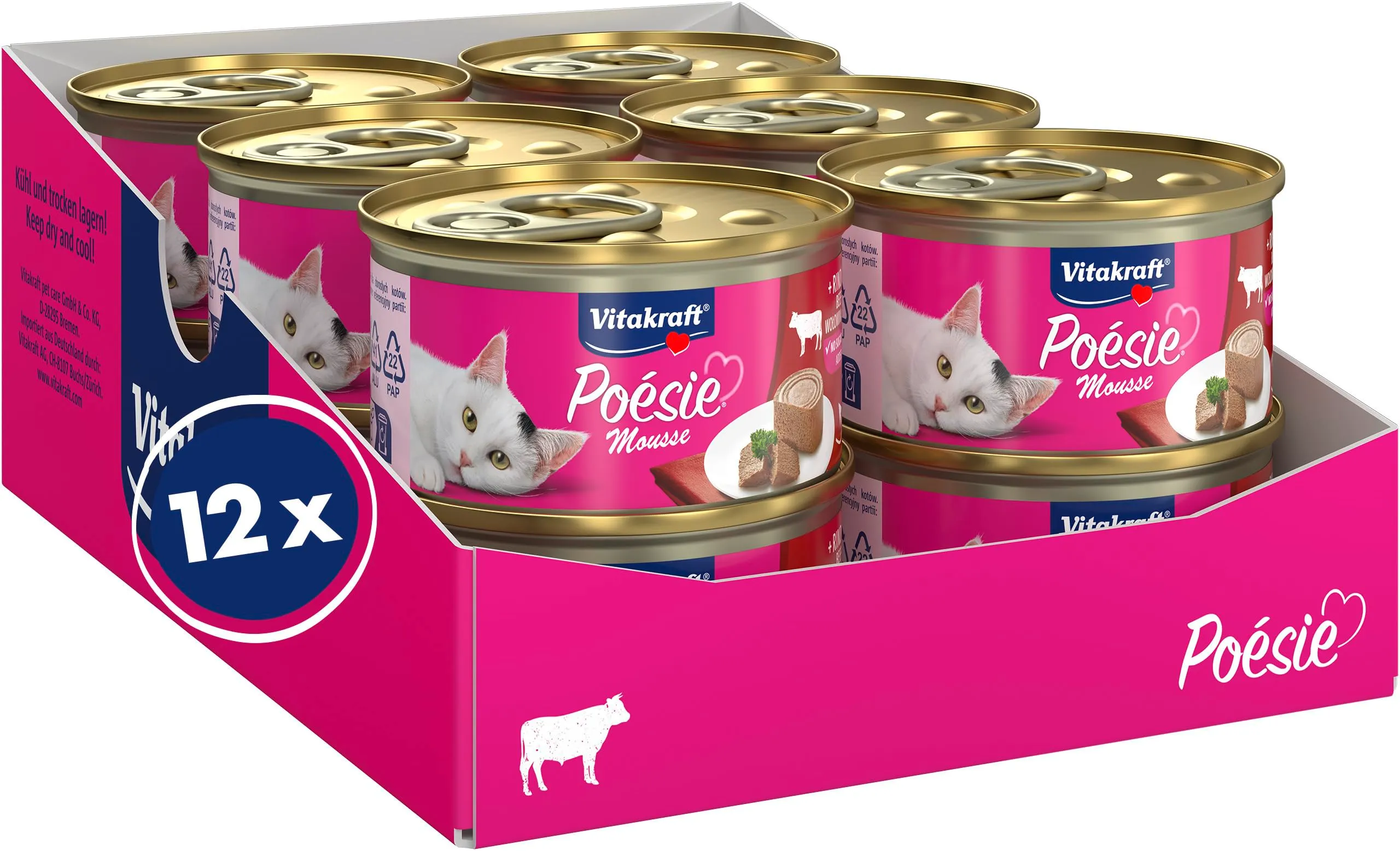 Vitakraft Poésie Mousse cibo per gatti con manzo, 12 x 85 g - immagine 1