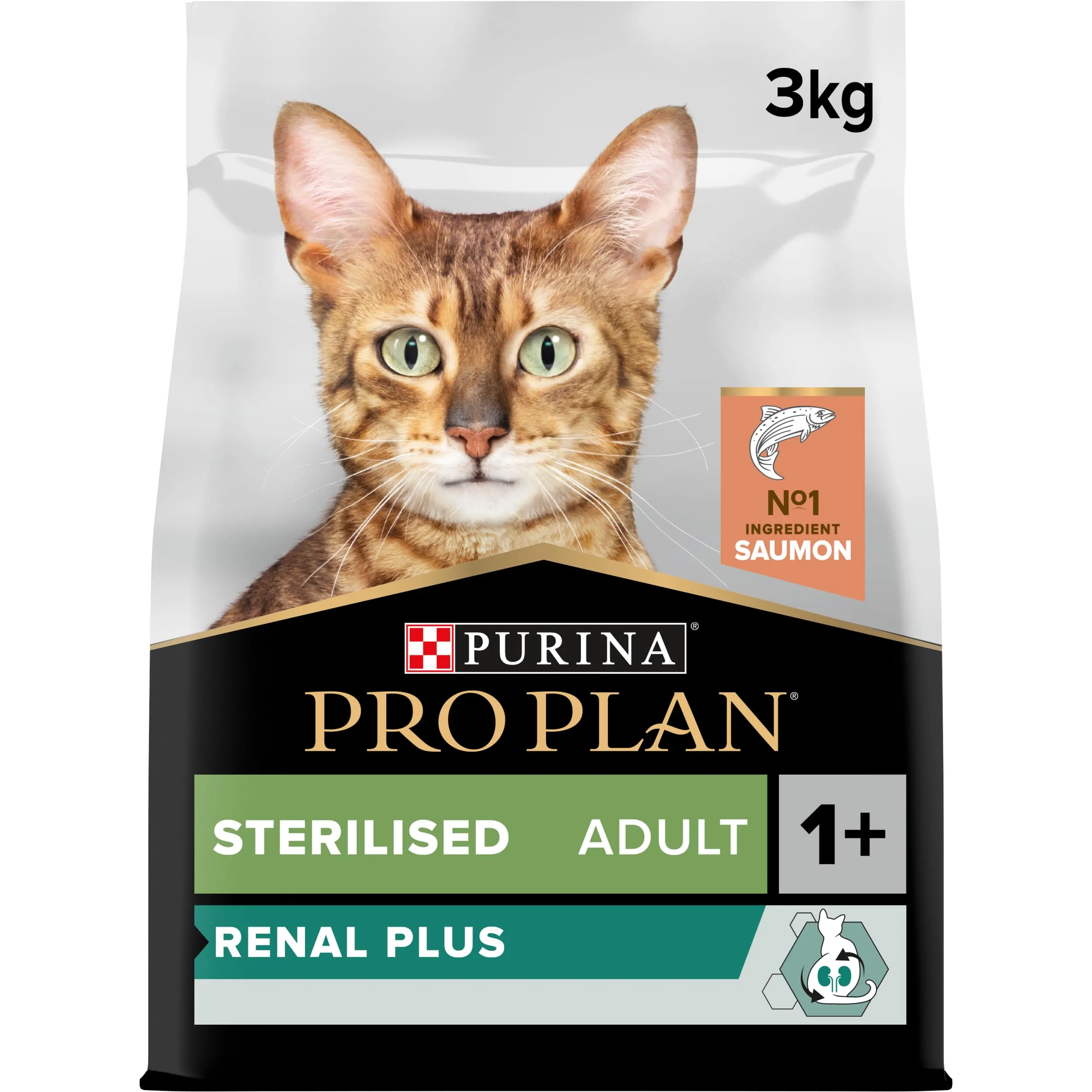 Purina Pro Plan Renal Plus Crocchette per Gatti Sterilizzati al Salmone, 3 kg - immagine 1