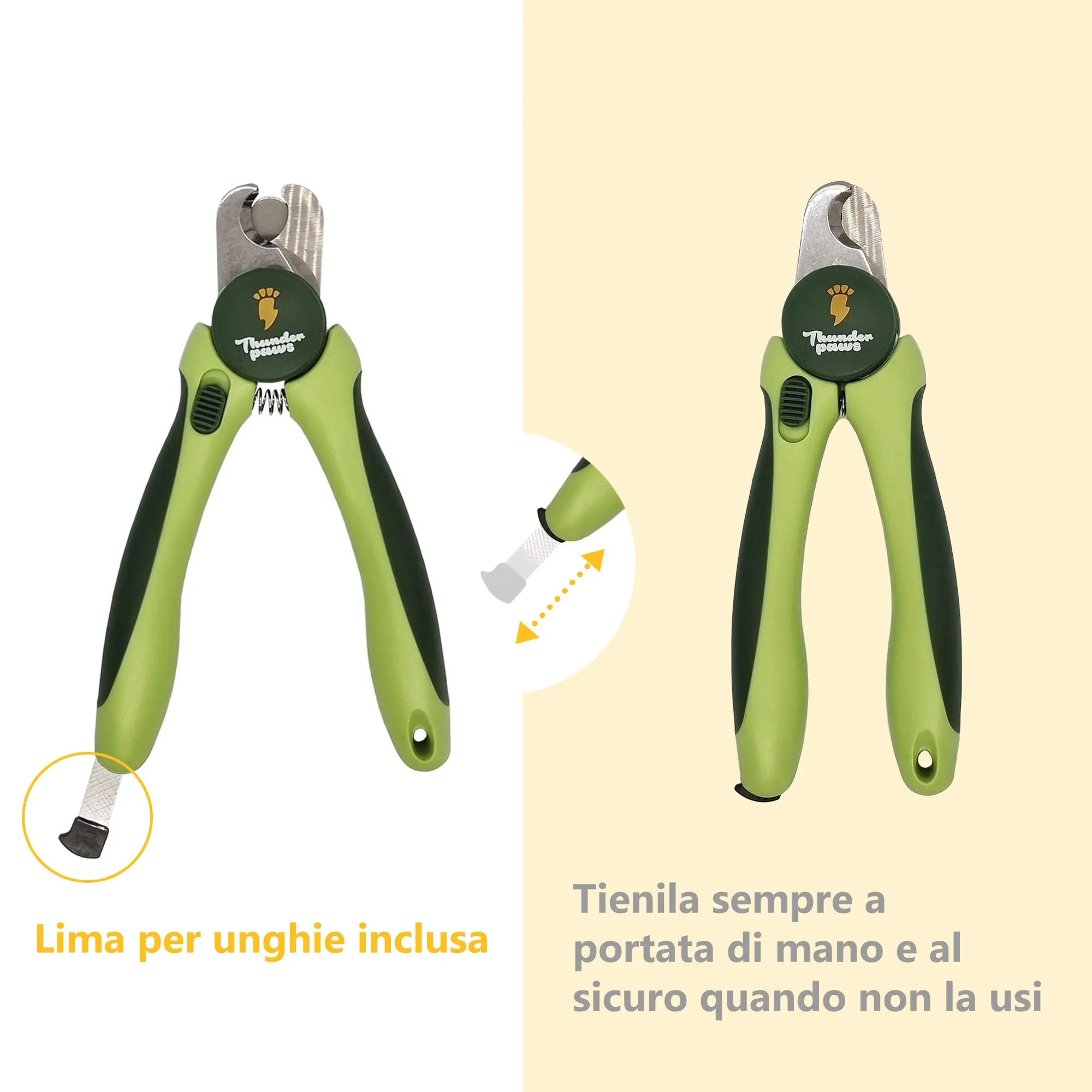 Thunderpaws Tagliaunghie per Cani con Blocco di Protezione, Serratura di Sicurezza e Lima per Unghie, Medio-Grande, Verde - immagine 3