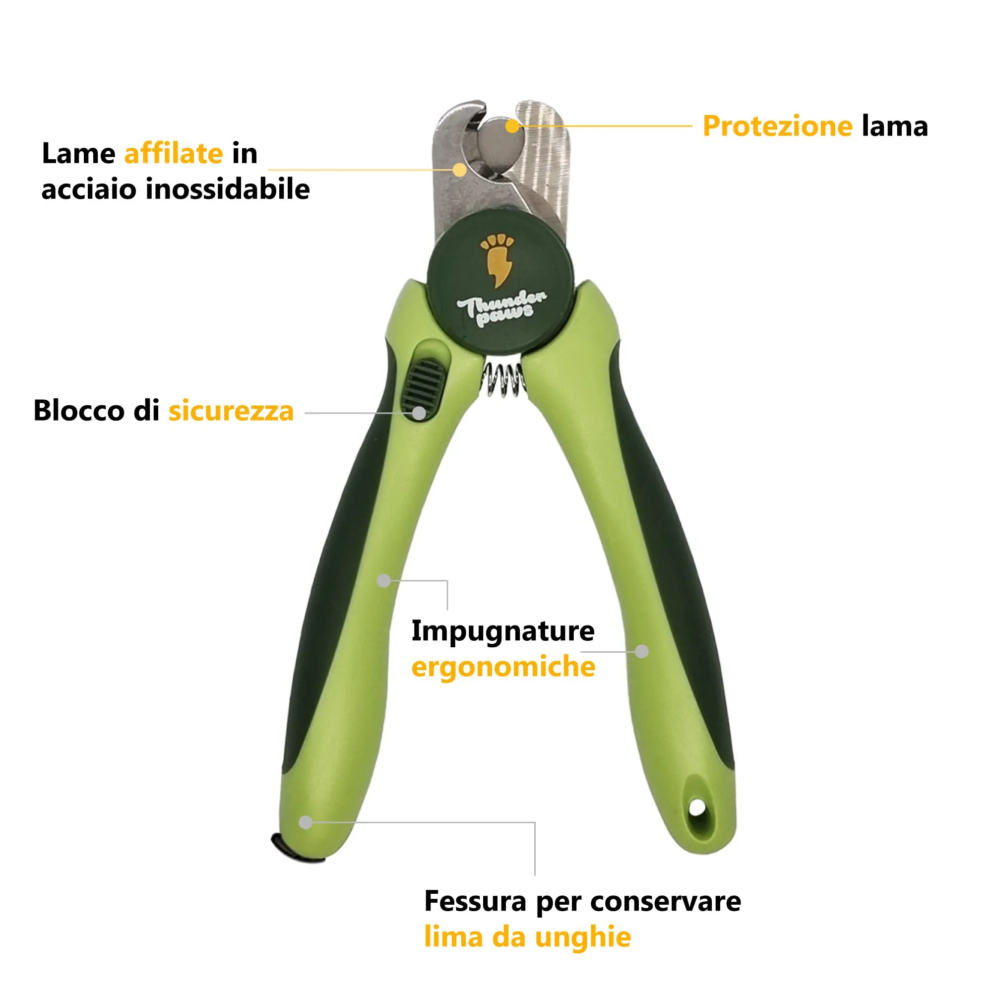Thunderpaws Tagliaunghie per Cani con Blocco di Protezione, Serratura di Sicurezza e Lima per Unghie, Medio-Grande, Verde - immagine 5
