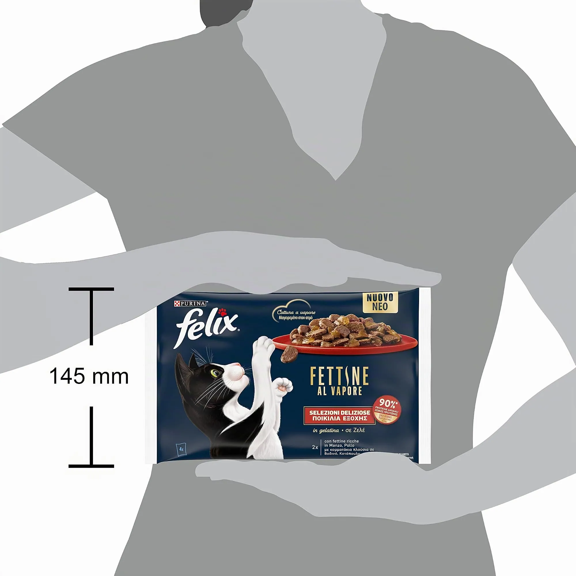 Felix Purina Fettine al Vapore Cibo Umido per Gatti Manzo e Pollo, 4 x 80 g - immagine 3