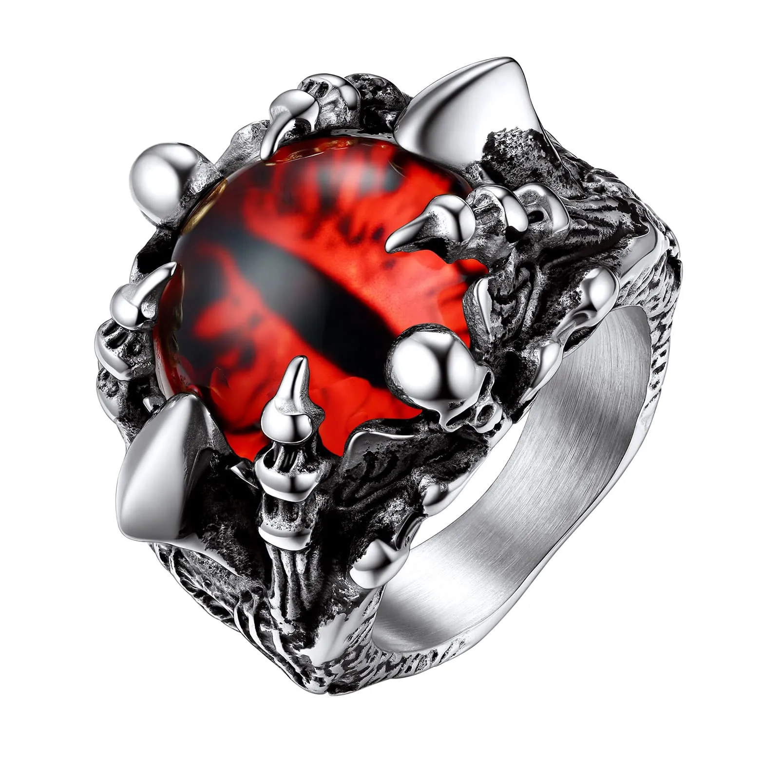 PROSTEEL Anello Uomo in Acciaio Inossidabile Artiglio della Morte Gotico Punk, Argento, Misura 32 - immagine 1
