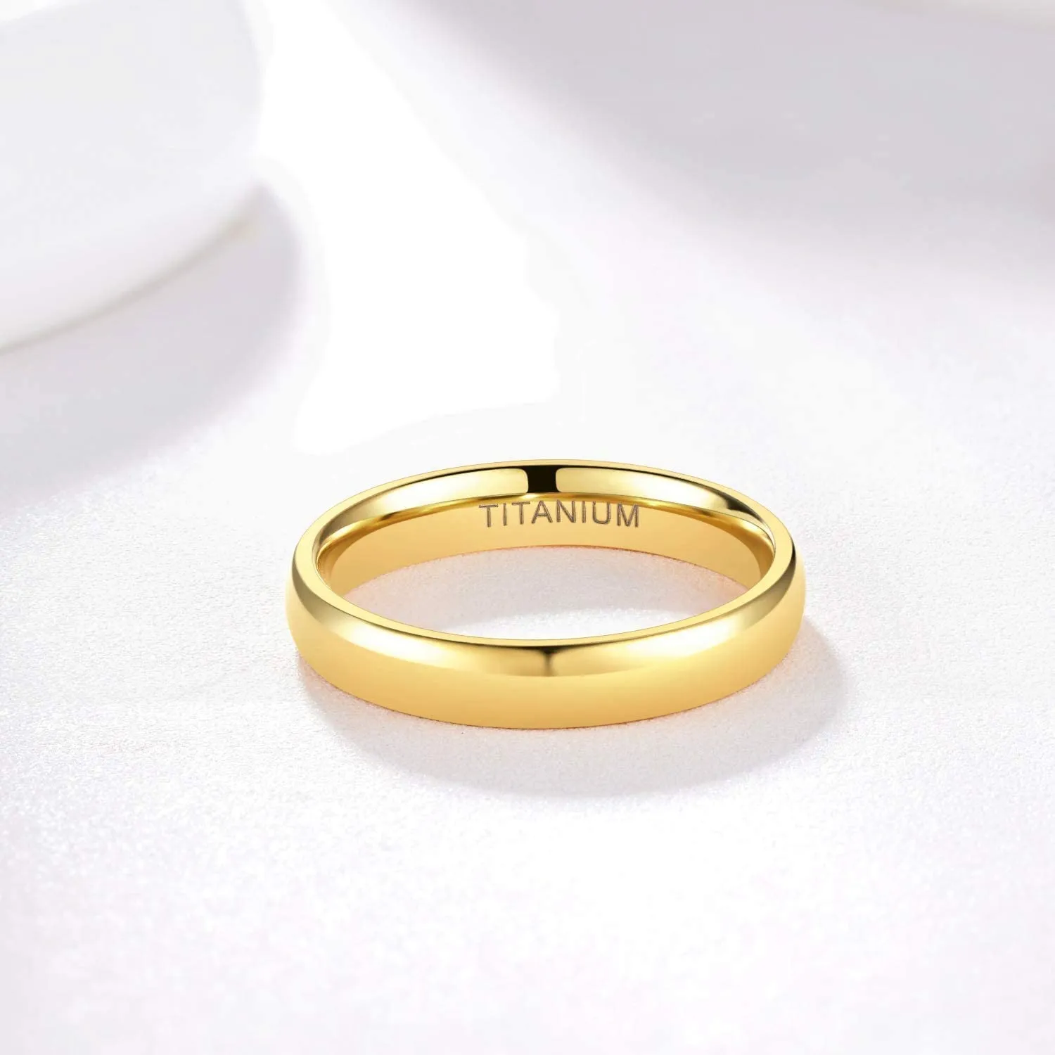 Zakk Anello in Titanio Lucido per Donna e Uomo, 4mm, Oro, Misura 13 (16,9) - immagine 2