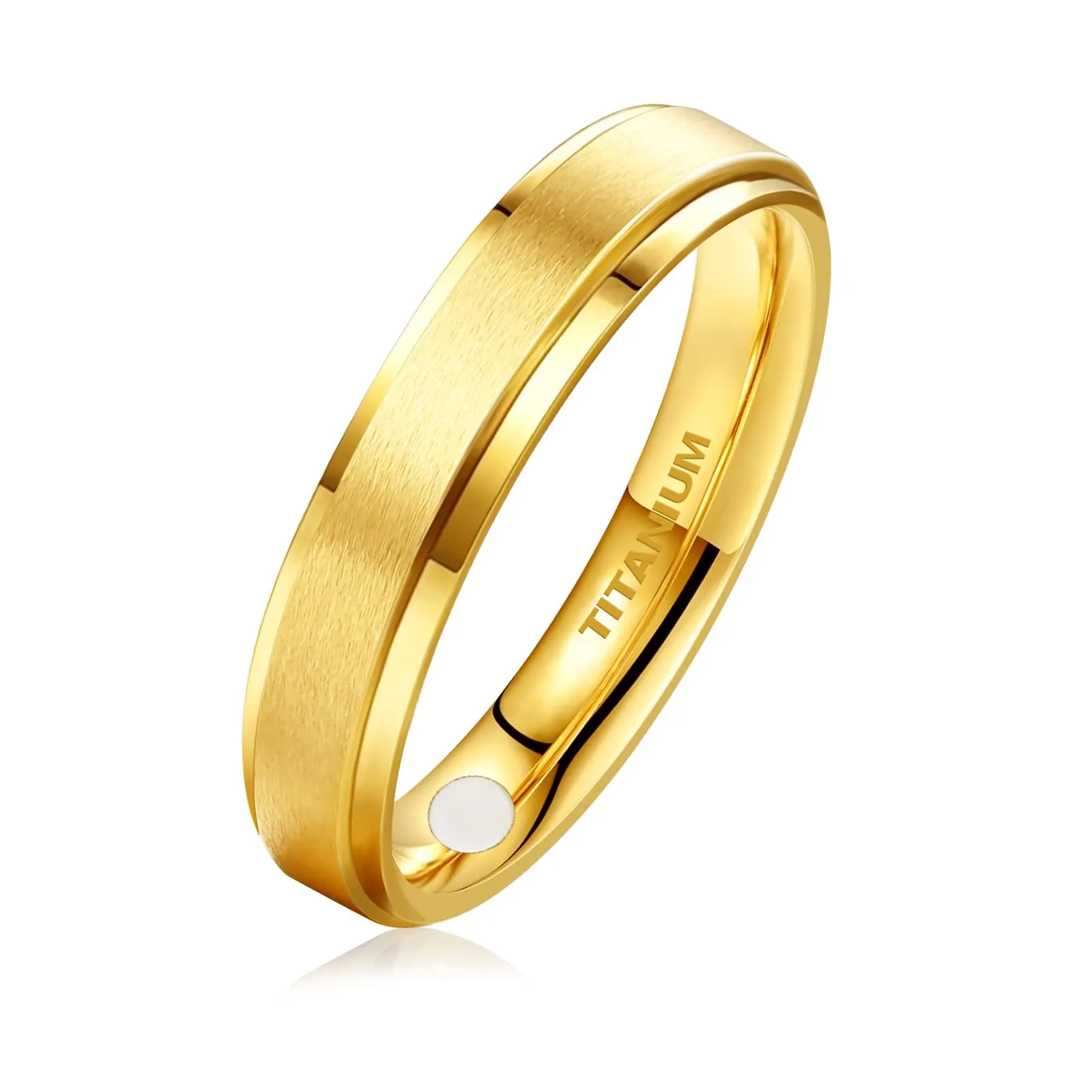 JEROOT Anelli Magnetici in Titanio per Uomo e Donna, 3500 Gauss, Misura 57 - immagine 1