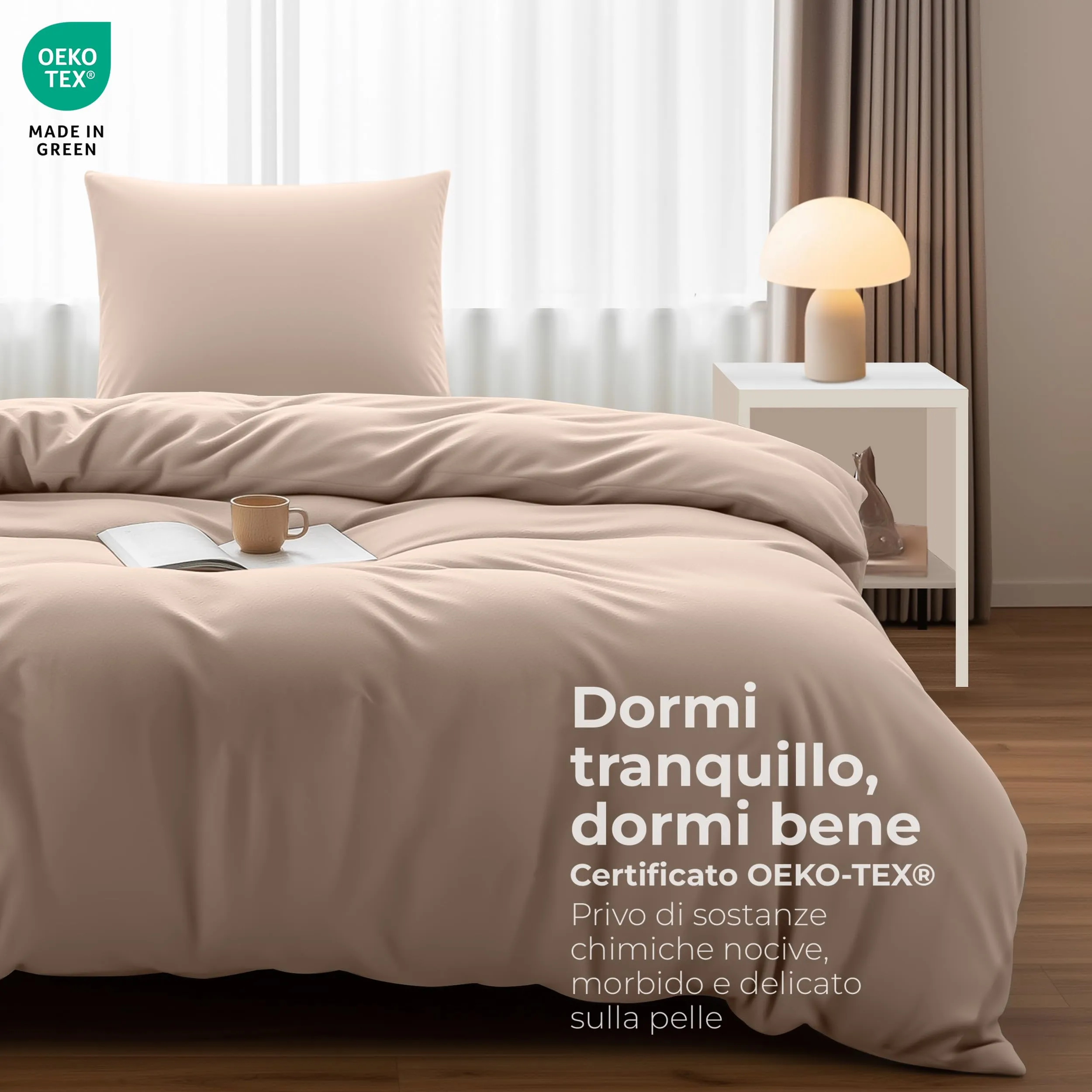 Utopia Bedding Set Copripiumino 135x200 cm e Federa 80x80 cm, Beige - immagine 2
