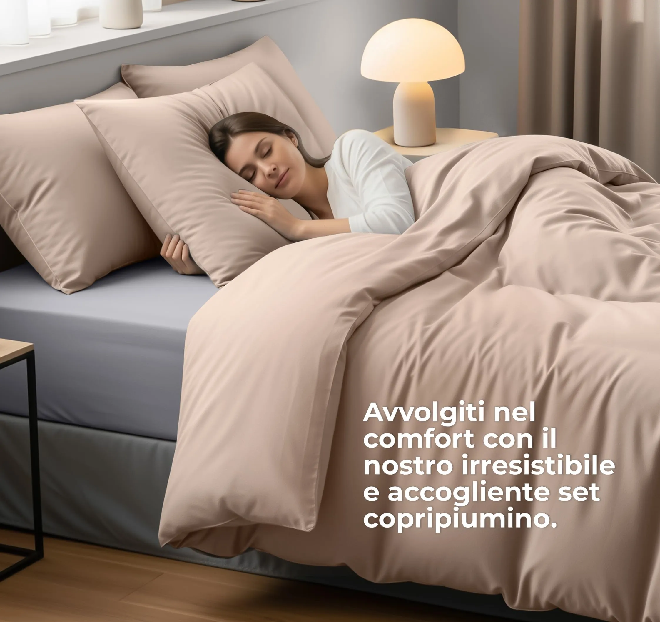 Utopia Bedding Set Copripiumino 135x200 cm e Federa 80x80 cm, Beige - immagine 3