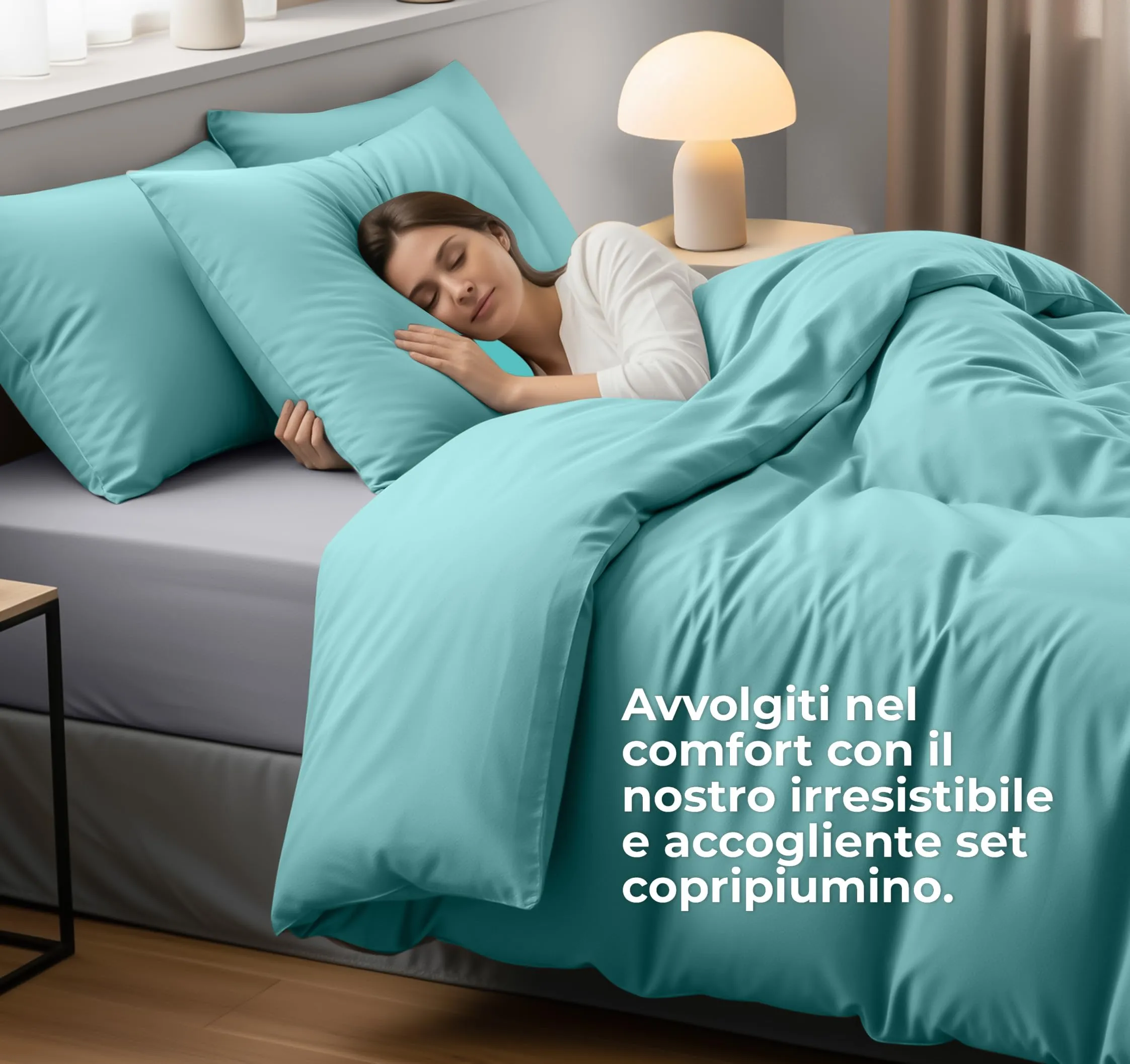 Utopia Bedding Set Copripiumino Singolo 135x200 cm e Federa 80x80 cm, Blu Spa - immagine 3