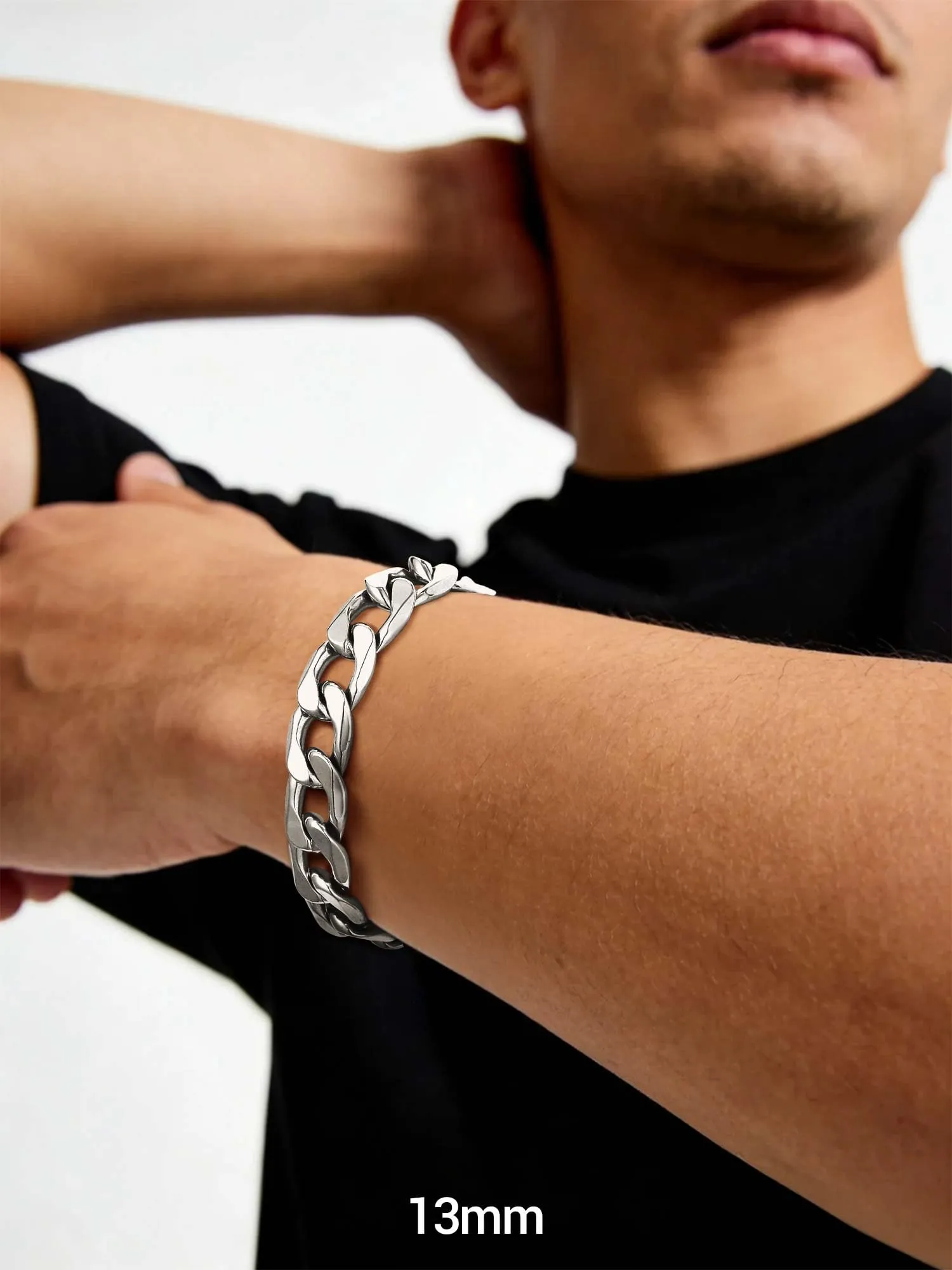 PROSTEEL Bracciale Uomo Catena Cubana 13mm Argento PSH3013G-23-EU - immagine 4