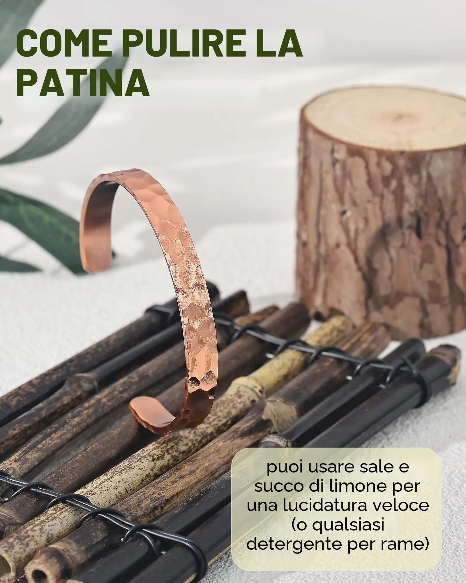 MagEnergy Bracciale in rame puro martellato vintage, Taglia unica - immagine 2