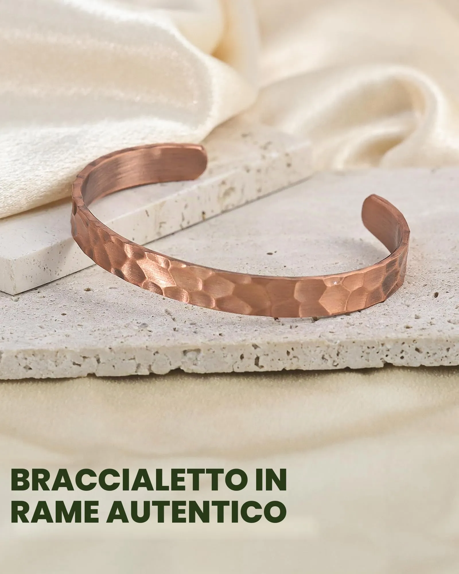 MagEnergy Bracciale in rame puro martellato vintage, Taglia unica - immagine 5