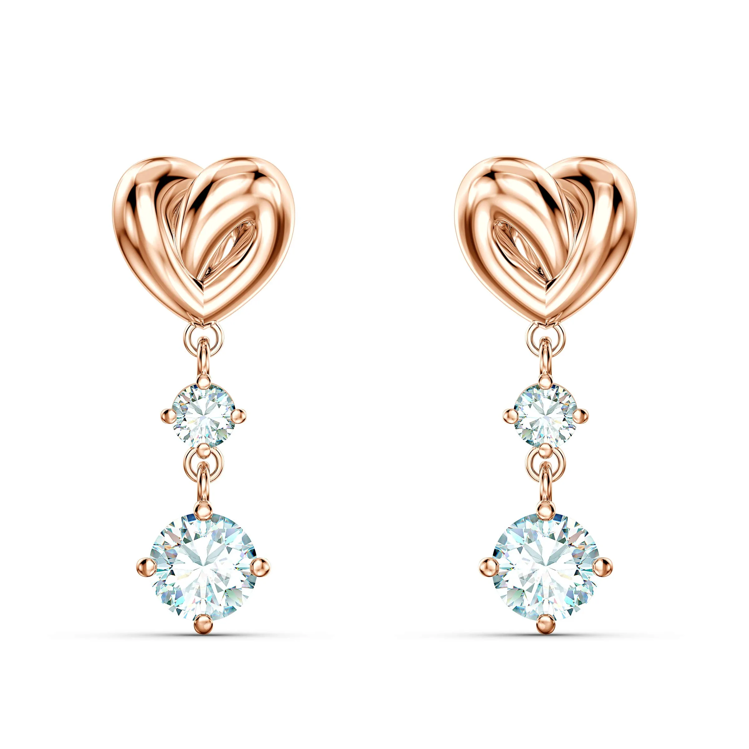 Swarovski Lifelong Heart Orecchini pendenti, Cuore, Bianchi, Placcato color oro rosa - immagine 1