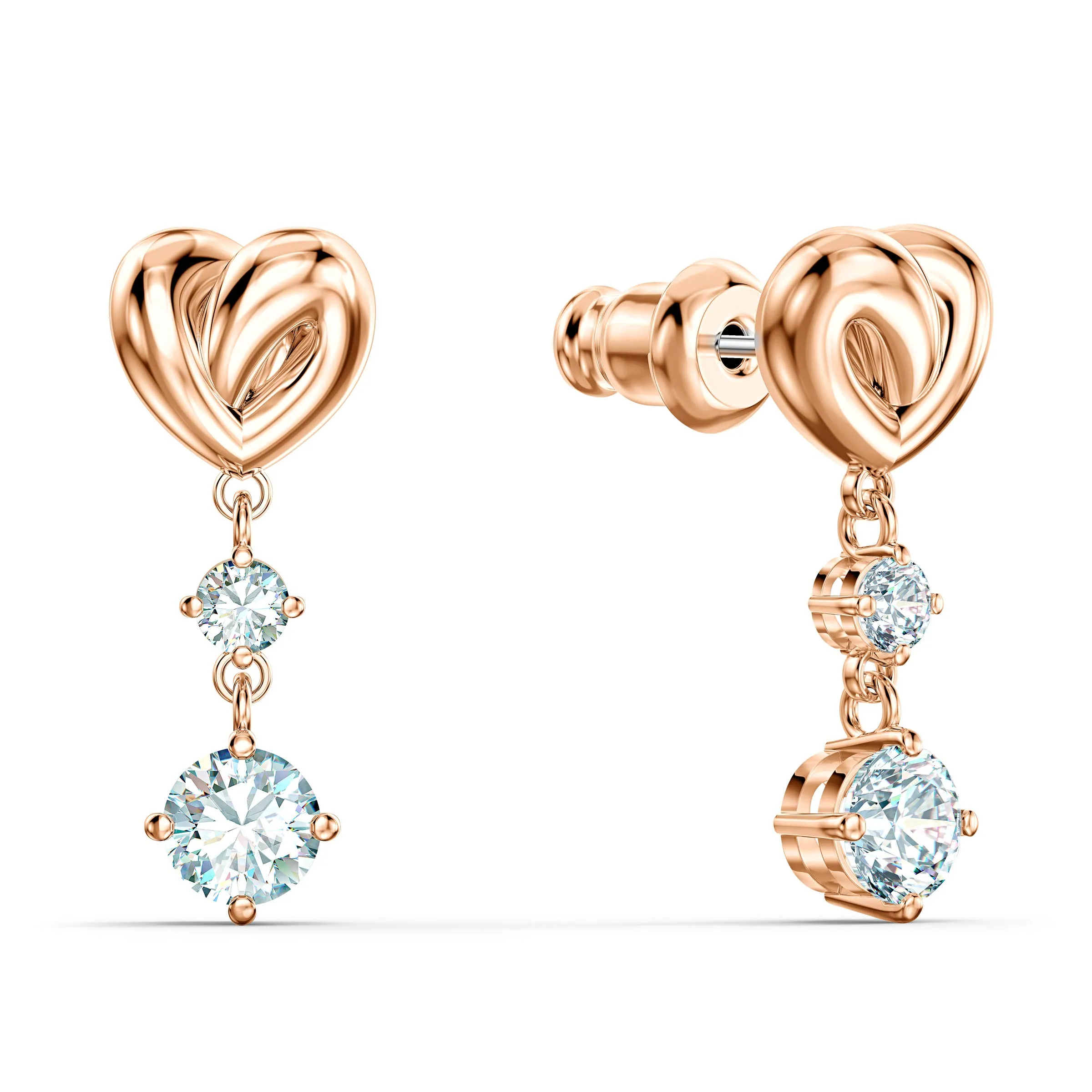 Swarovski Lifelong Heart Orecchini pendenti, Cuore, Bianchi, Placcato color oro rosa - immagine 2