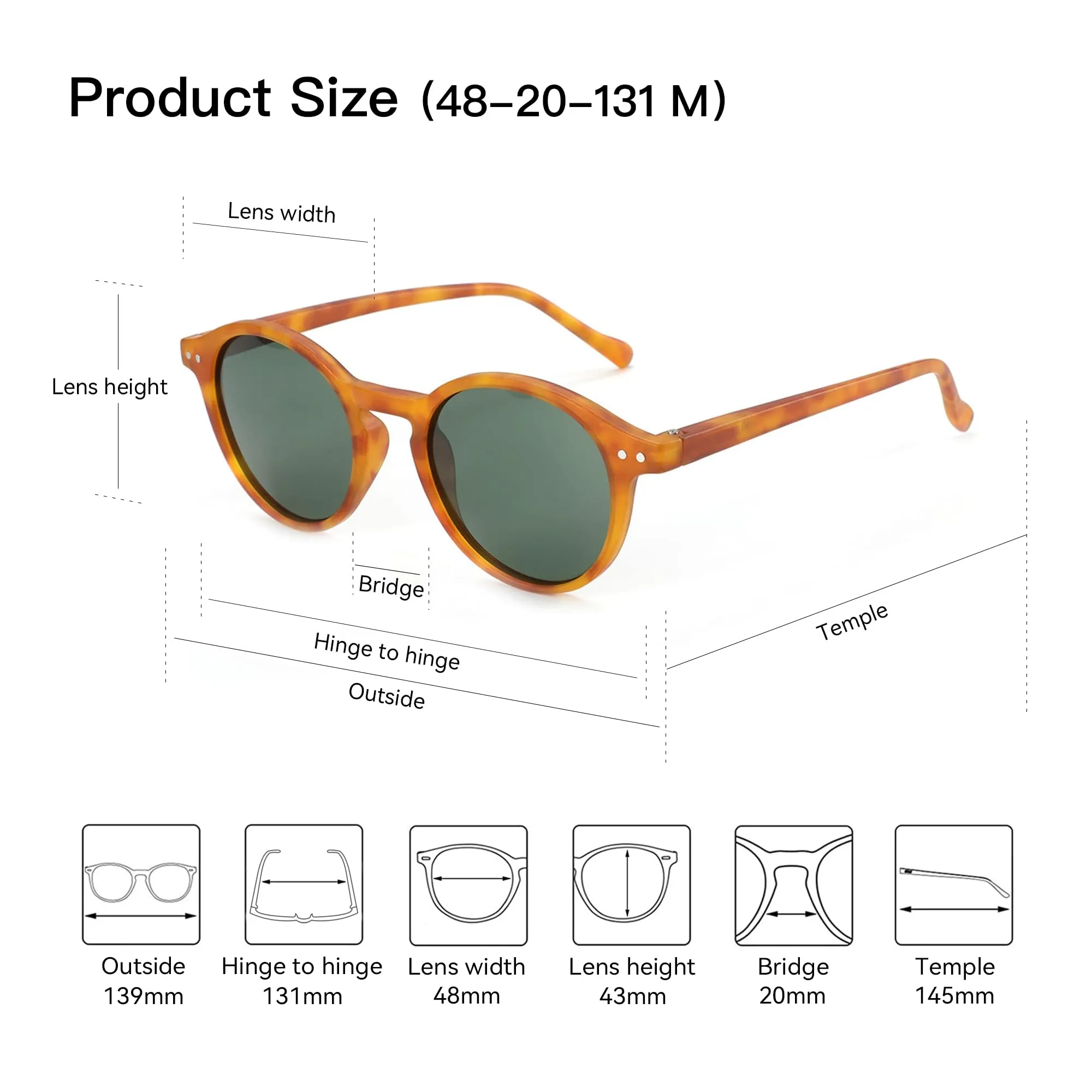 ZENOTTIC Occhiali da Sole Polarizzati Retrò Rotondi Vintage UV400 per Uomo e Donna - immagine 5