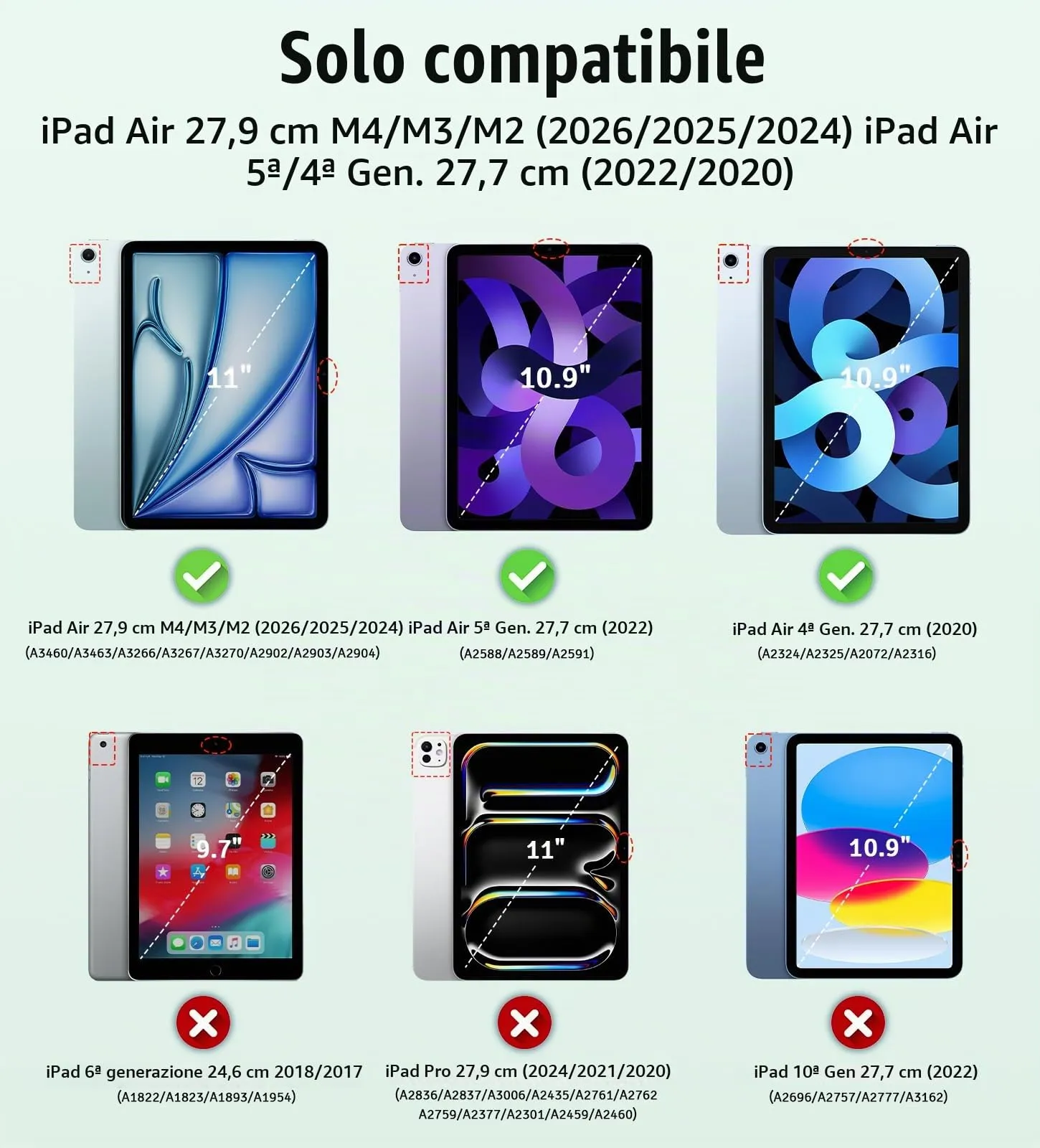 TiMOVO Cover per iPad Air 11" M4/M3/M2, Air 5a/4a Gen 10,9", Verde Notte - immagine 2
