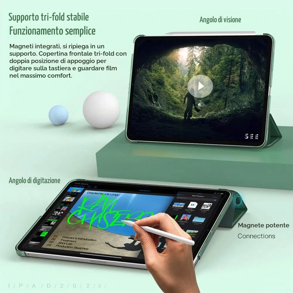 TiMOVO Cover per iPad Air 11" M4/M3/M2, Air 5a/4a Gen 10,9", Verde Notte - immagine 6