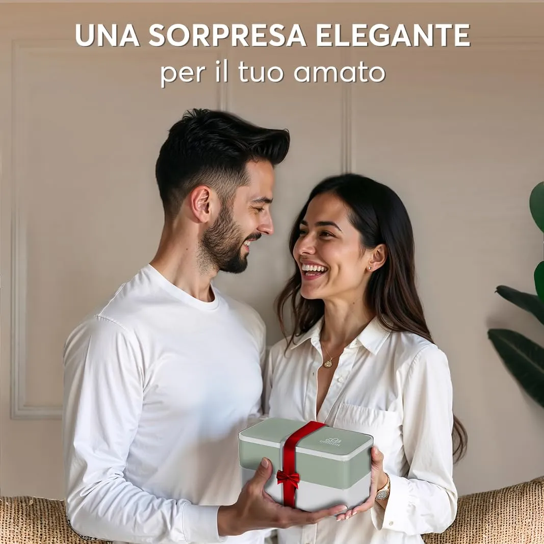 Umami Bento Box Porta Pranzo Ermetico con Scomparti, 1200 ml, Verde Naturale, include Posate - immagine 7