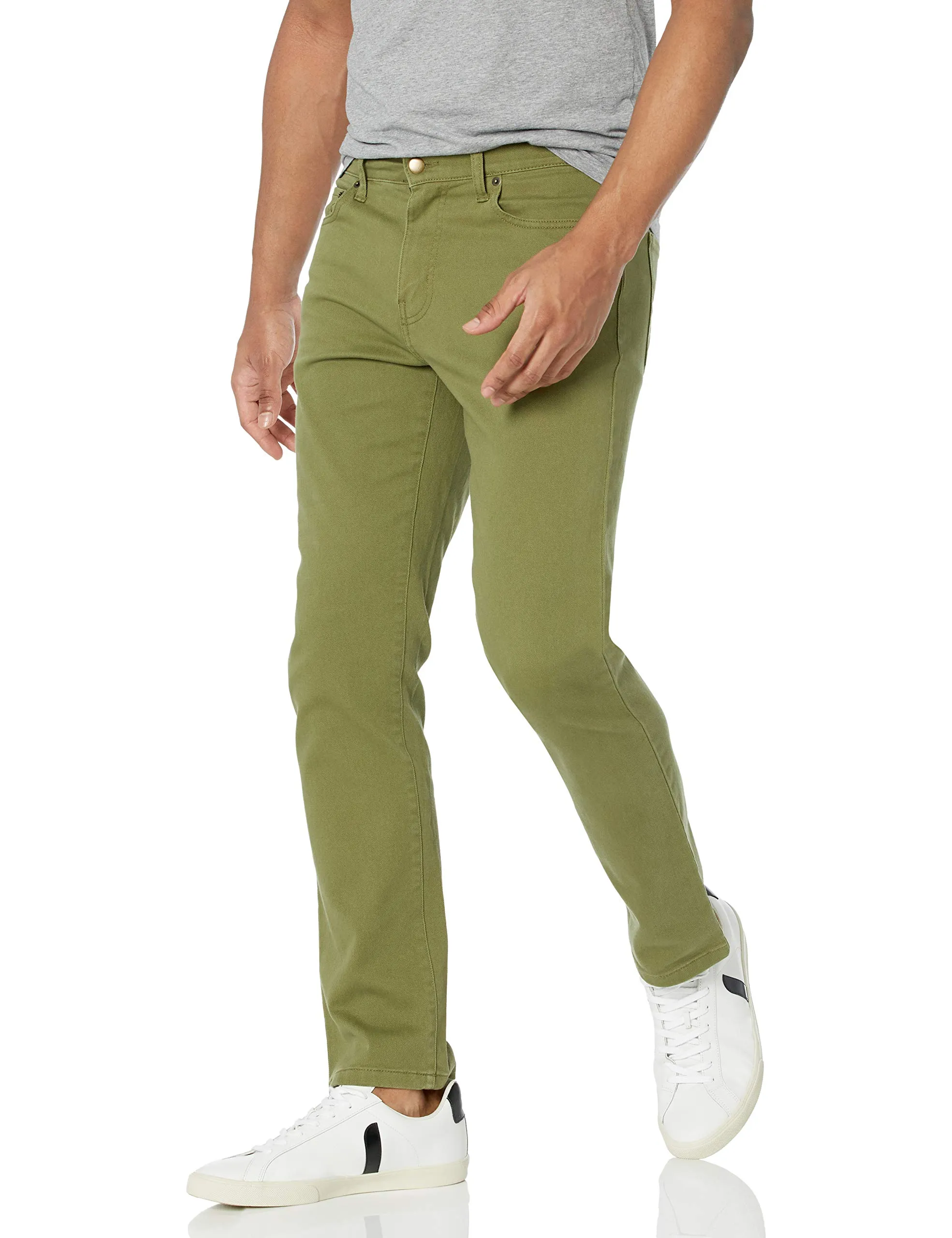 Amazon Essentials Slim Fit Jeans, Verde Oliva, 32W / 33L - immagine 1