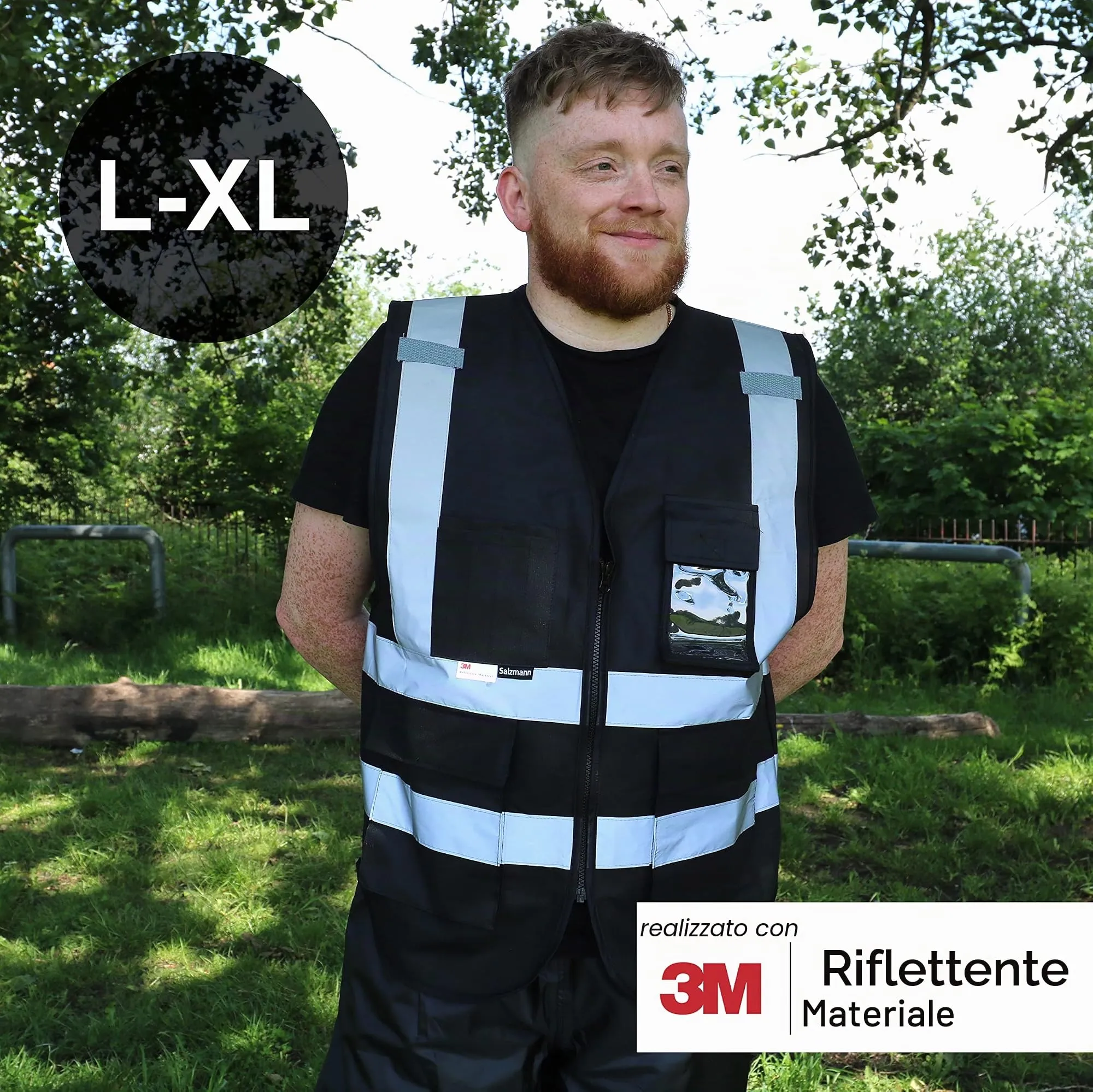 Salzmann Gilet ad Alta Visibilità Riflettente, Nero, S-M - immagine 2