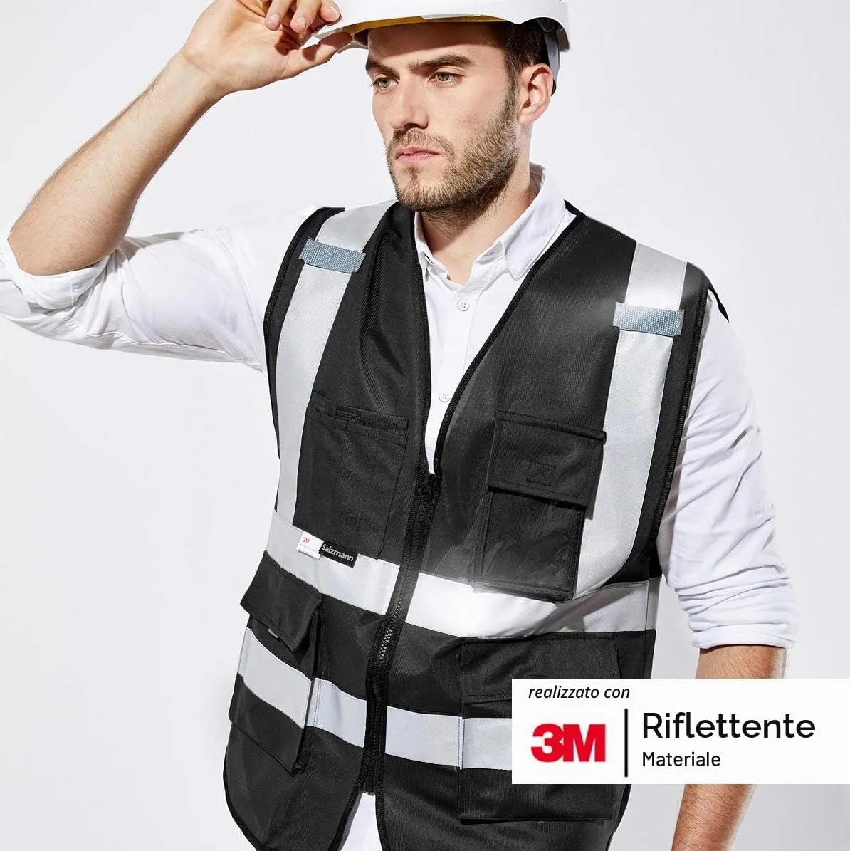 Salzmann Gilet ad alta visibilità riflettente, Nero, 4XL - immagine 3