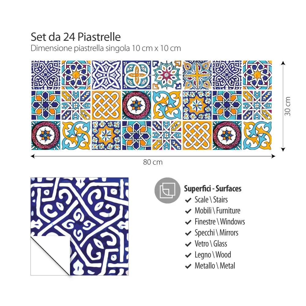 RE-COVERTILES Adesivi Piastrelle in PVC per Cucina e Bagno, 24 Pz 10x10 cm, PS00033 - immagine 5