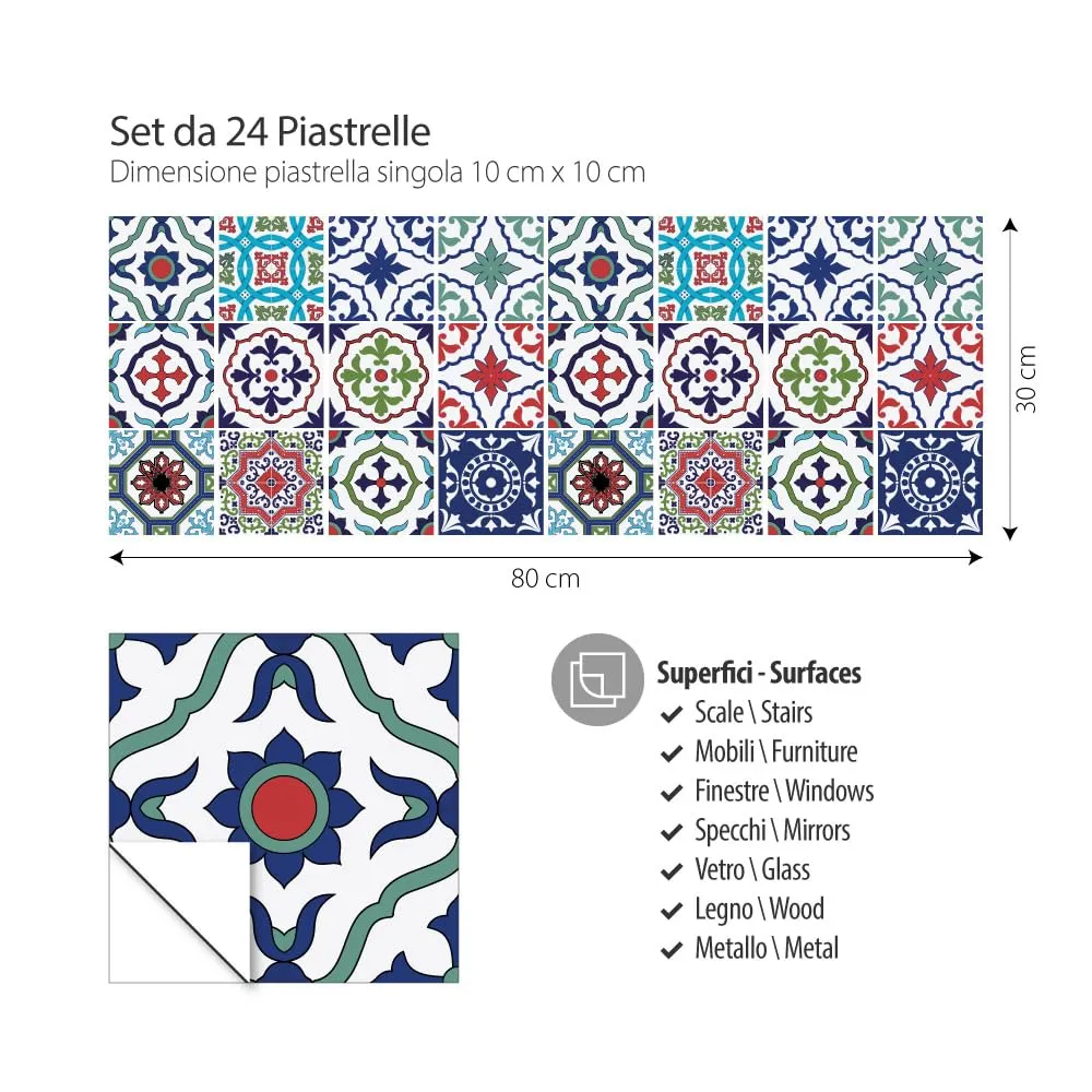 RE-COVERTILES Adesivi Piastrelle in PVC per Cucina e Bagno, 24 Pz 10x10 cm, PS00036 - immagine 3