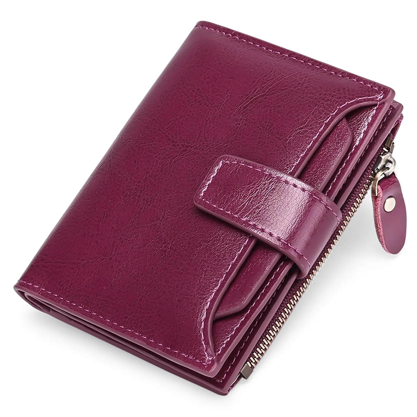 SENDEFN Portafoglio Donna in Pelle Vera Piccolo con Cerniera e 14 Slot per Carte - immagine 1